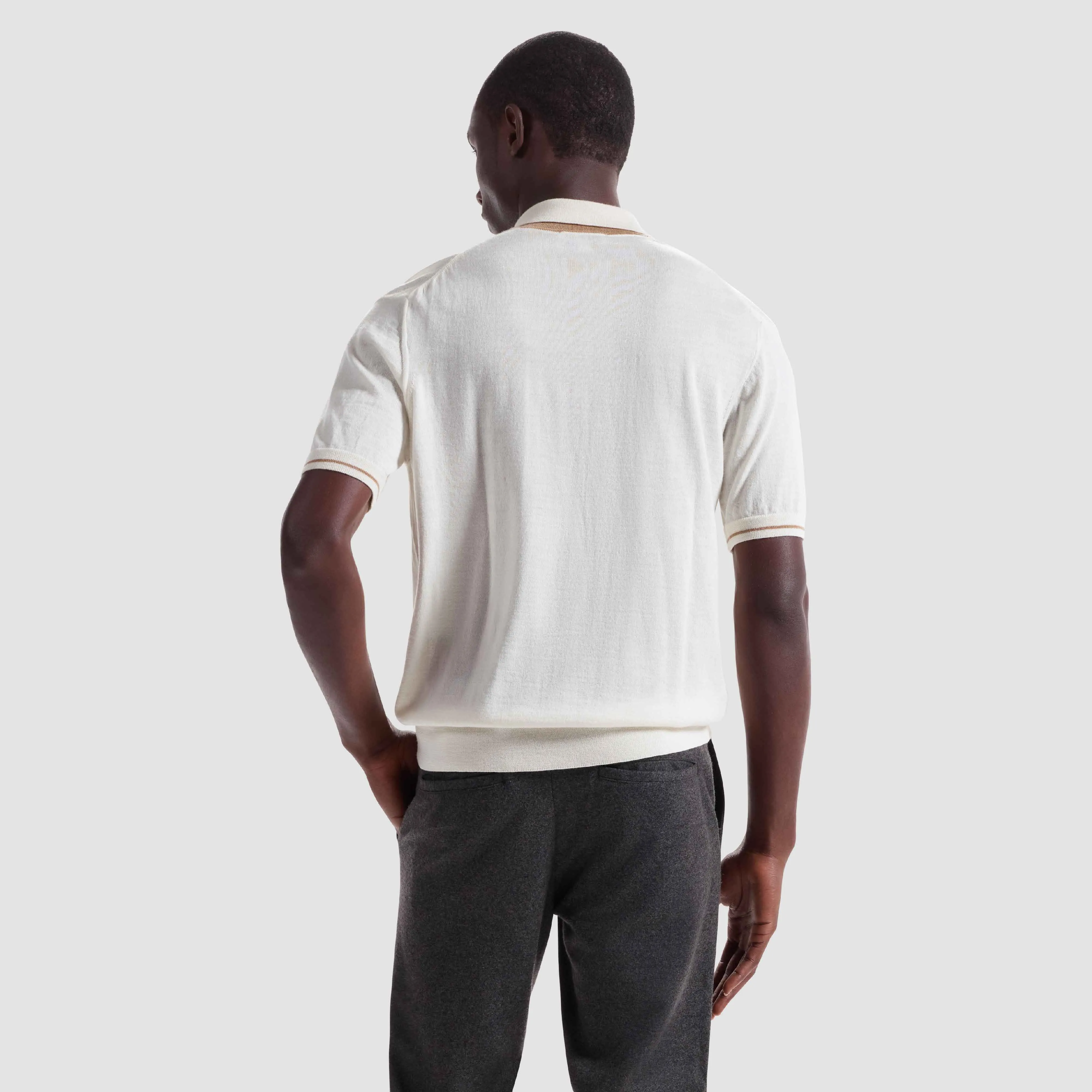 Solid Rib Merino-Silk Polo Sweater sold by Bugatchi product image thumbnail 4