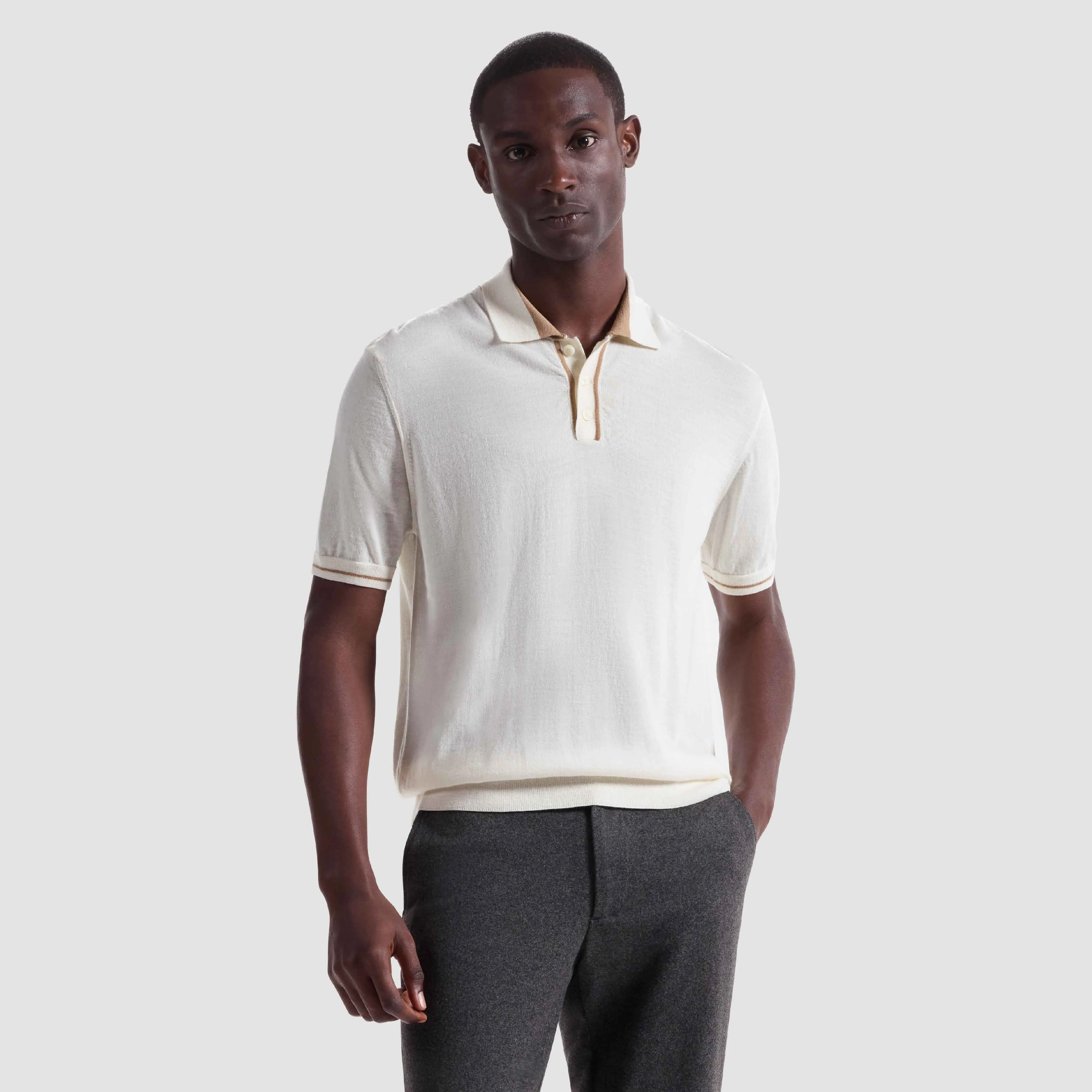 Solid Rib Merino-Silk Polo Sweater sold by Bugatchi product image thumbnail 2