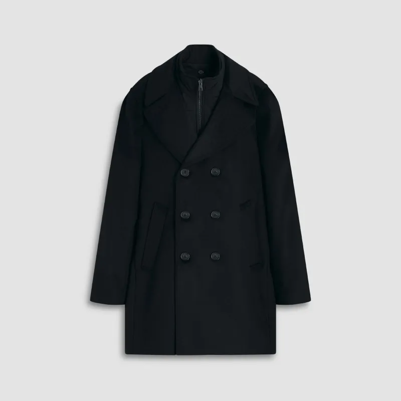 Wool-Cashmere Peacoat with Removable Nylon Bib sold by Bugatchi