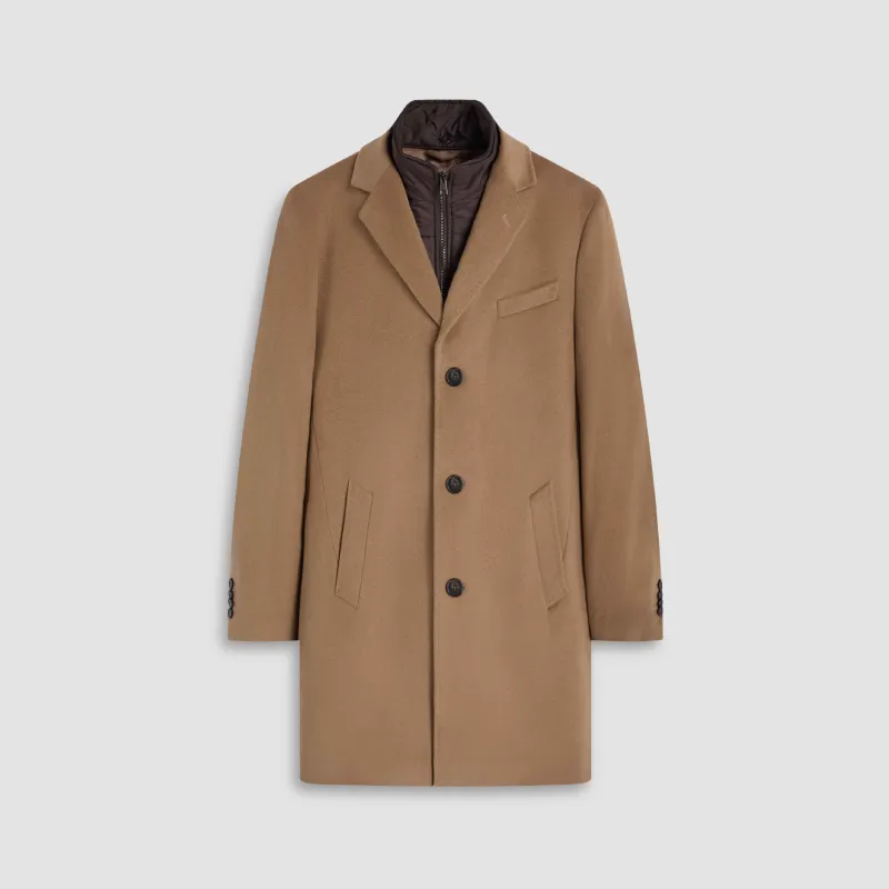 Wool-Cashmere Coat with Removable Nylon Bib sold by Bugatchi