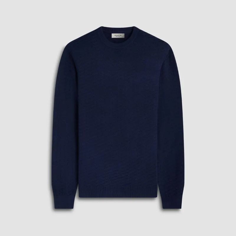 Pyramid Stitch Merino-Silk Crewneck Sweater sold by Bugatchi