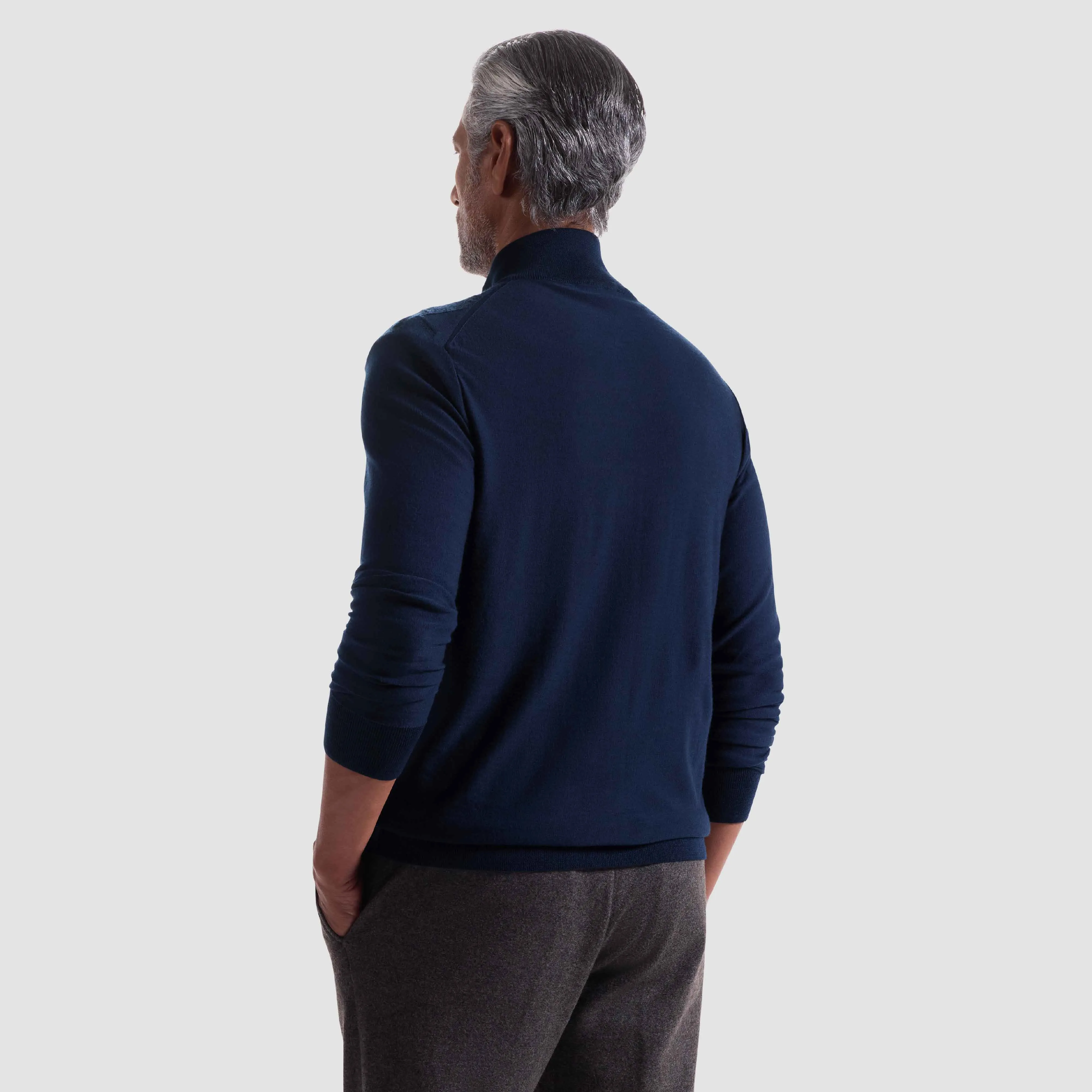 Diamond Stitch Merino-Silk Quarter-Zip Sweater sold by Bugatchi product image thumbnail 4
