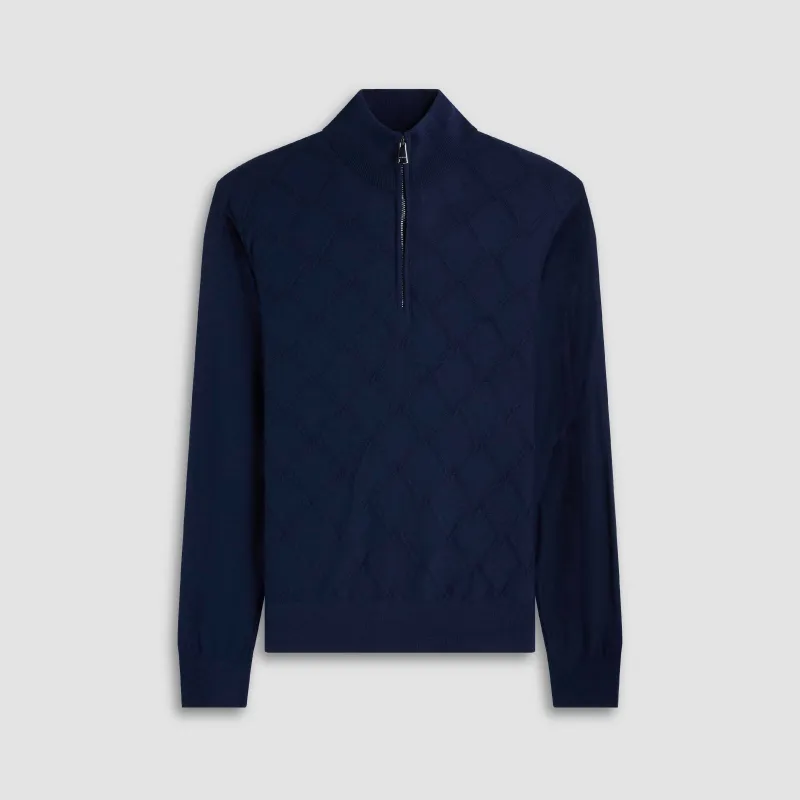 Diamond Stitch Merino-Silk Quarter-Zip Sweater sold by Bugatchi