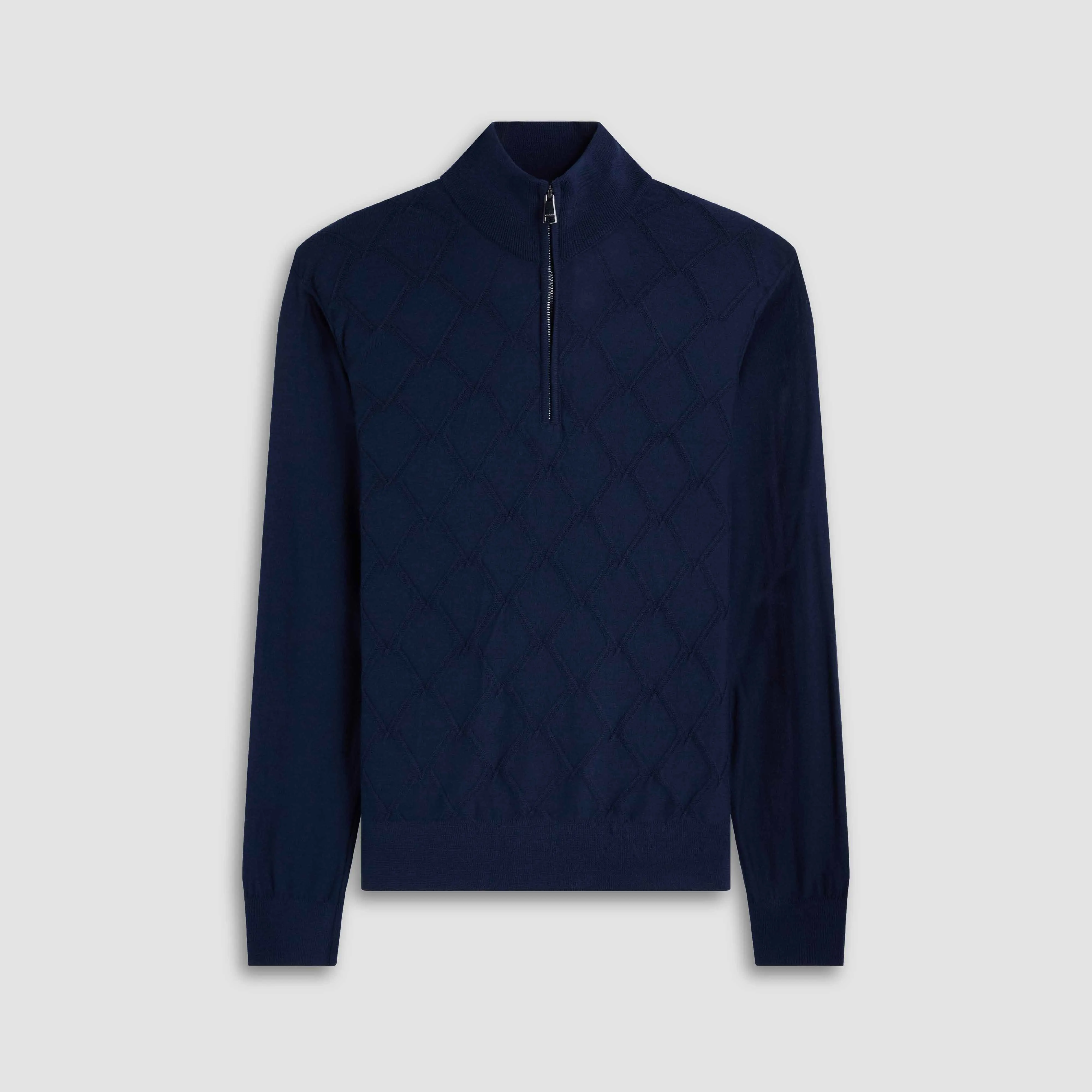 Diamond Stitch Merino-Silk Quarter-Zip Sweater sold by Bugatchi