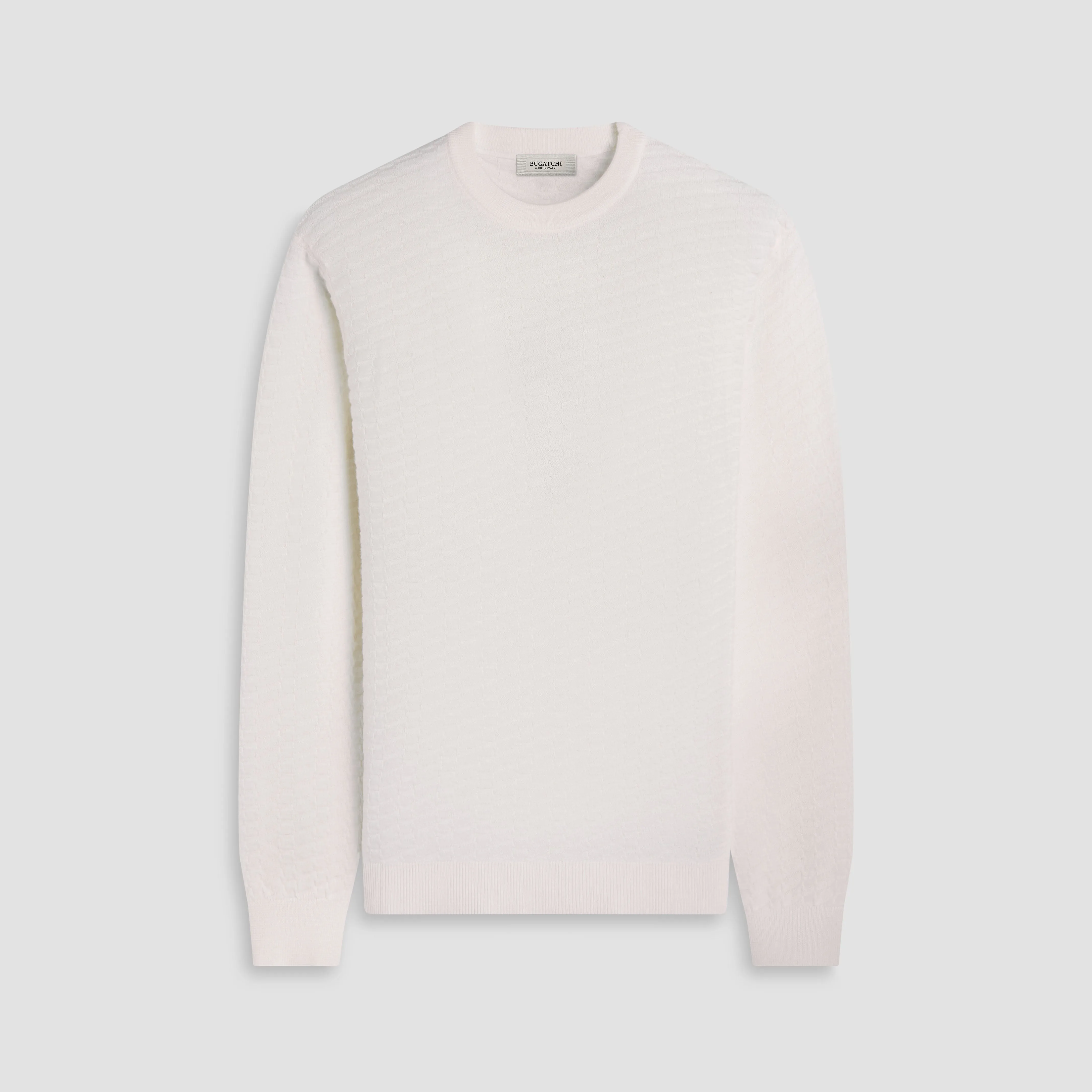 Pyramid Stitch Merino-Silk Crewneck Sweater sold by Bugatchi