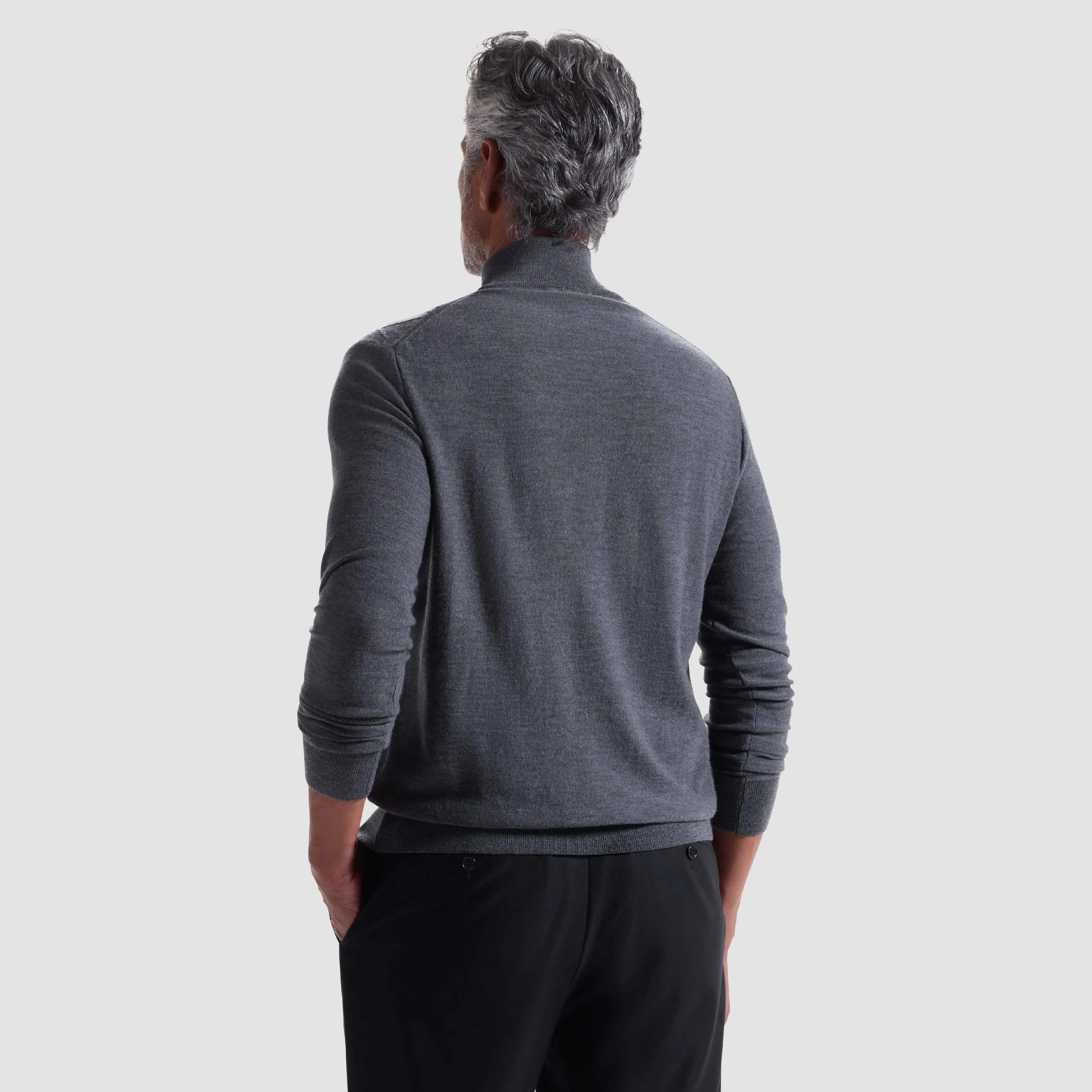 Diamond Stitch Merino-Silk Quarter-Zip Sweater sold by Bugatchi product image thumbnail 4