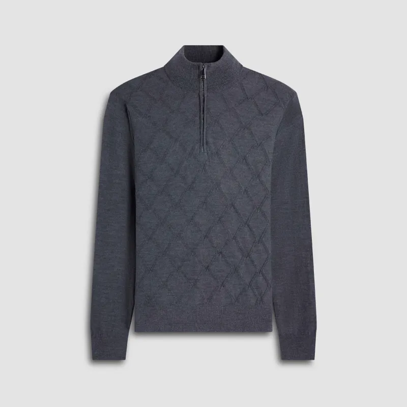 Diamond Stitch Merino-Silk Quarter-Zip Sweater sold by Bugatchi