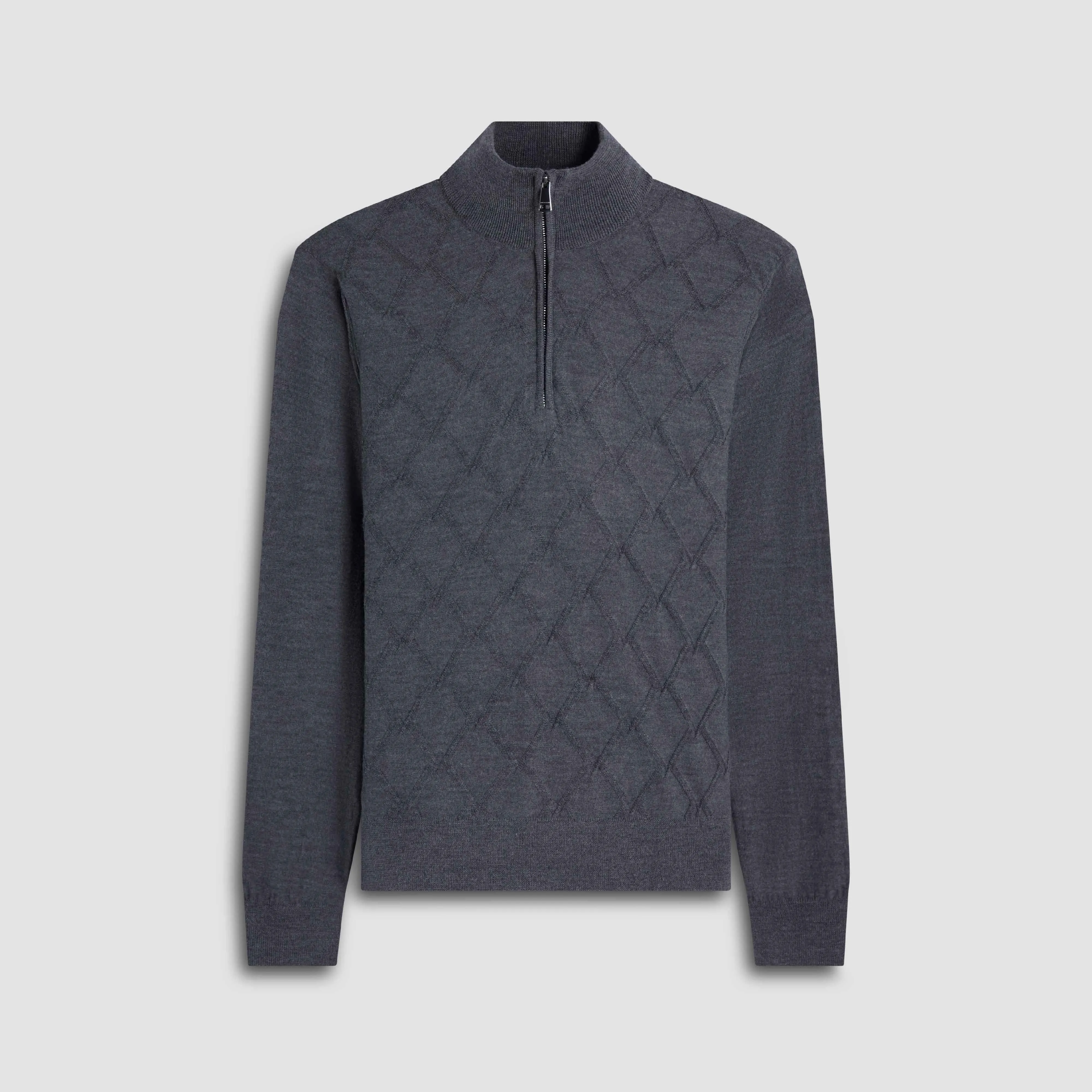 Diamond Stitch Merino-Silk Quarter-Zip Sweater sold by Bugatchi