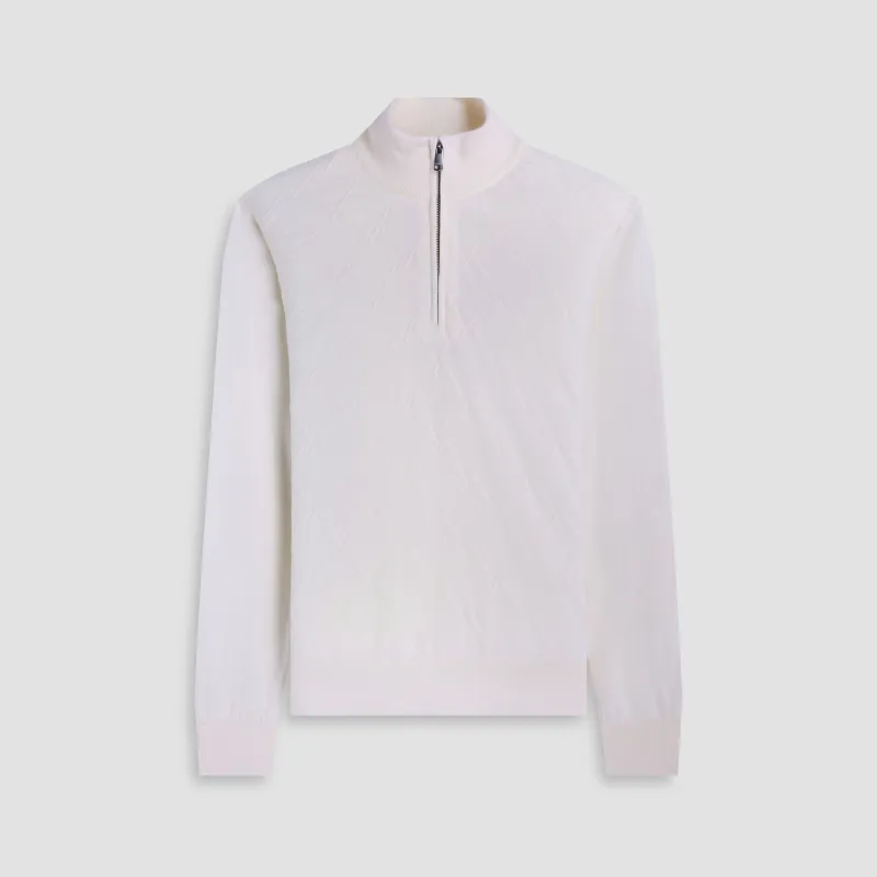 Diamond Stitch Merino-Silk Quarter-Zip Sweater sold by Bugatchi