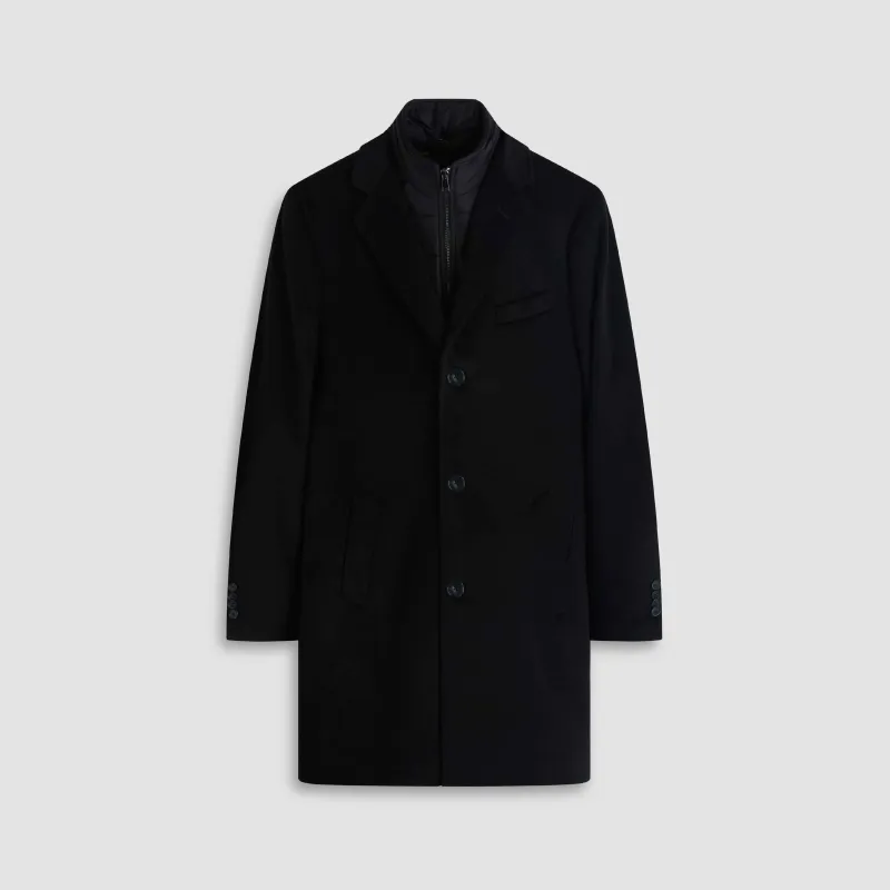 Wool-Cashmere Coat with Removable Nylon Bib sold by Bugatchi