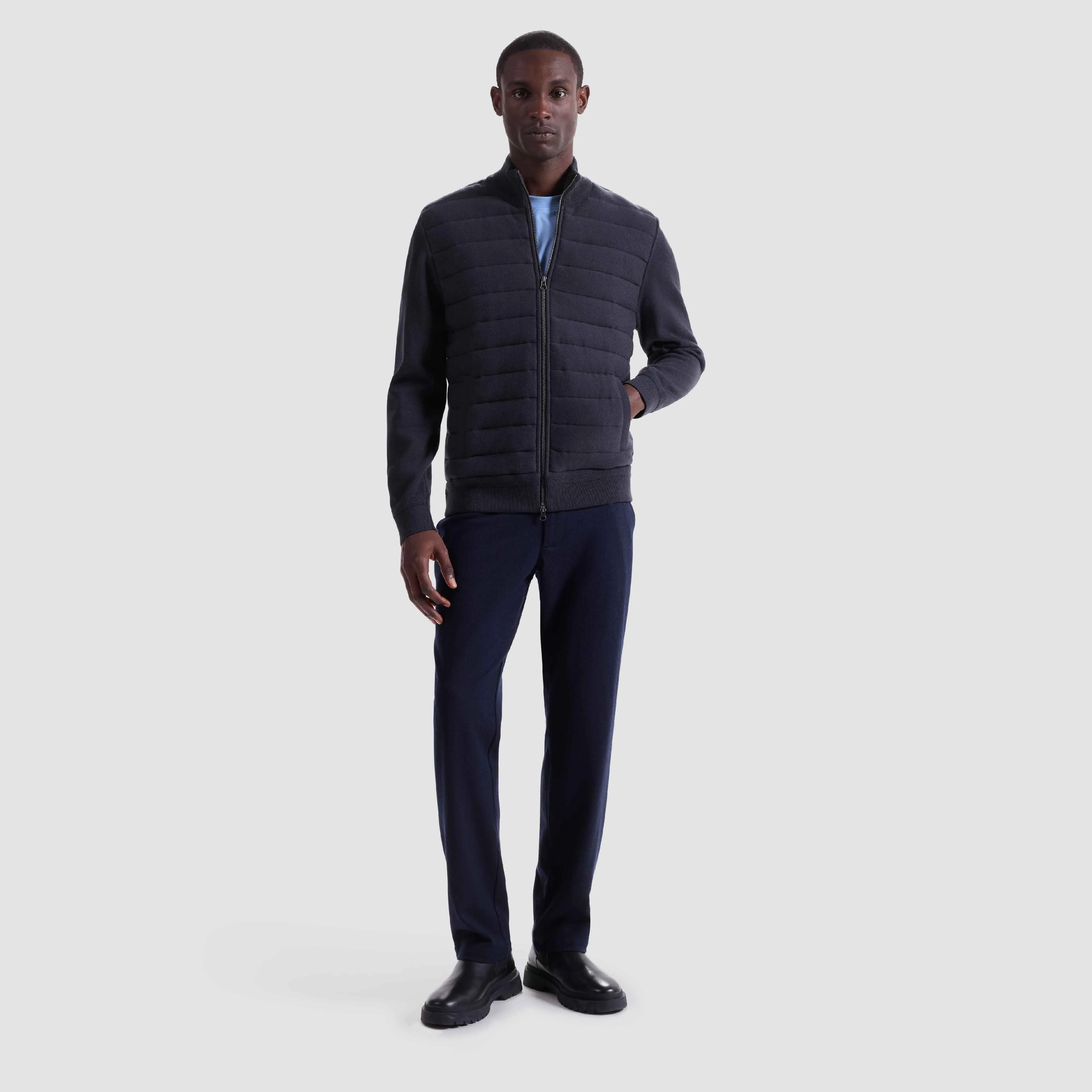 Melange Quilted Full Zip Sweater sold by Bugatchi product image thumbnail 5