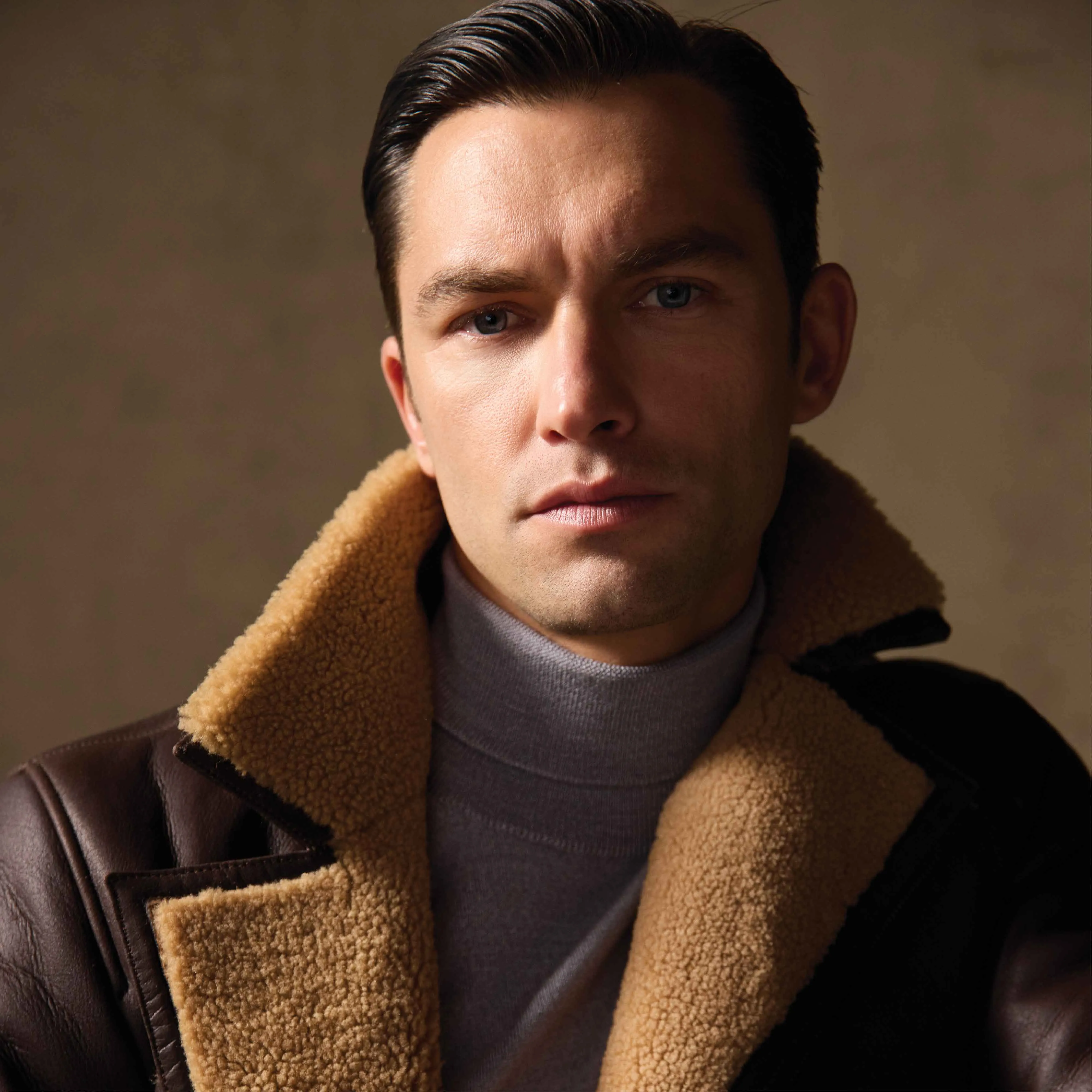 Shearling Lined Leather Biker Jacket sold by Bugatchi