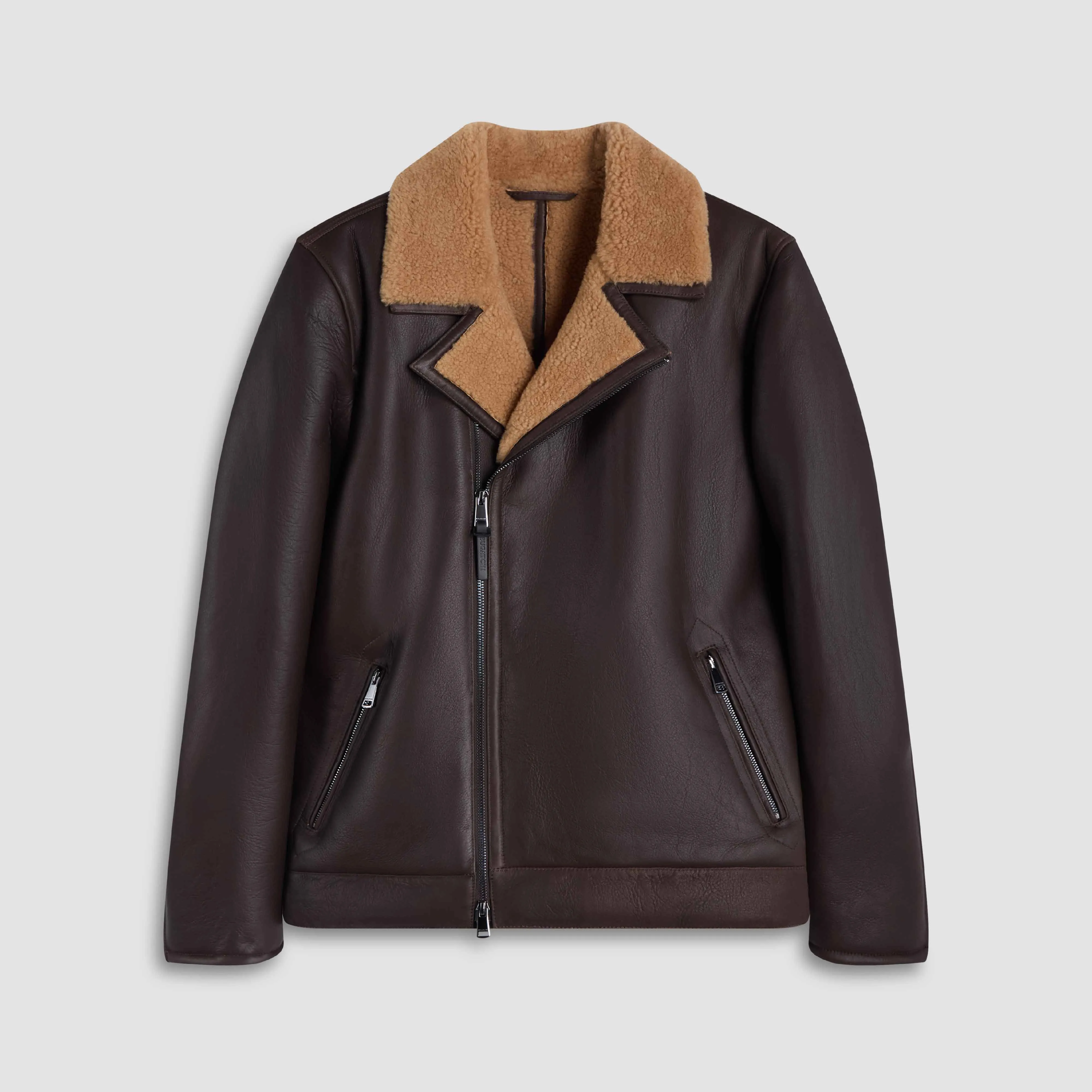 Shearling Lined Leather Biker Jacket sold by Bugatchi product image thumbnail 2