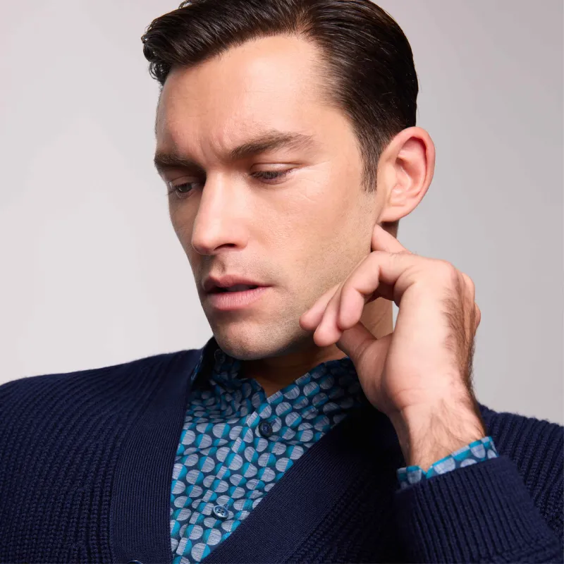 Rib Knit Cardigan Sweater sold by Bugatchi