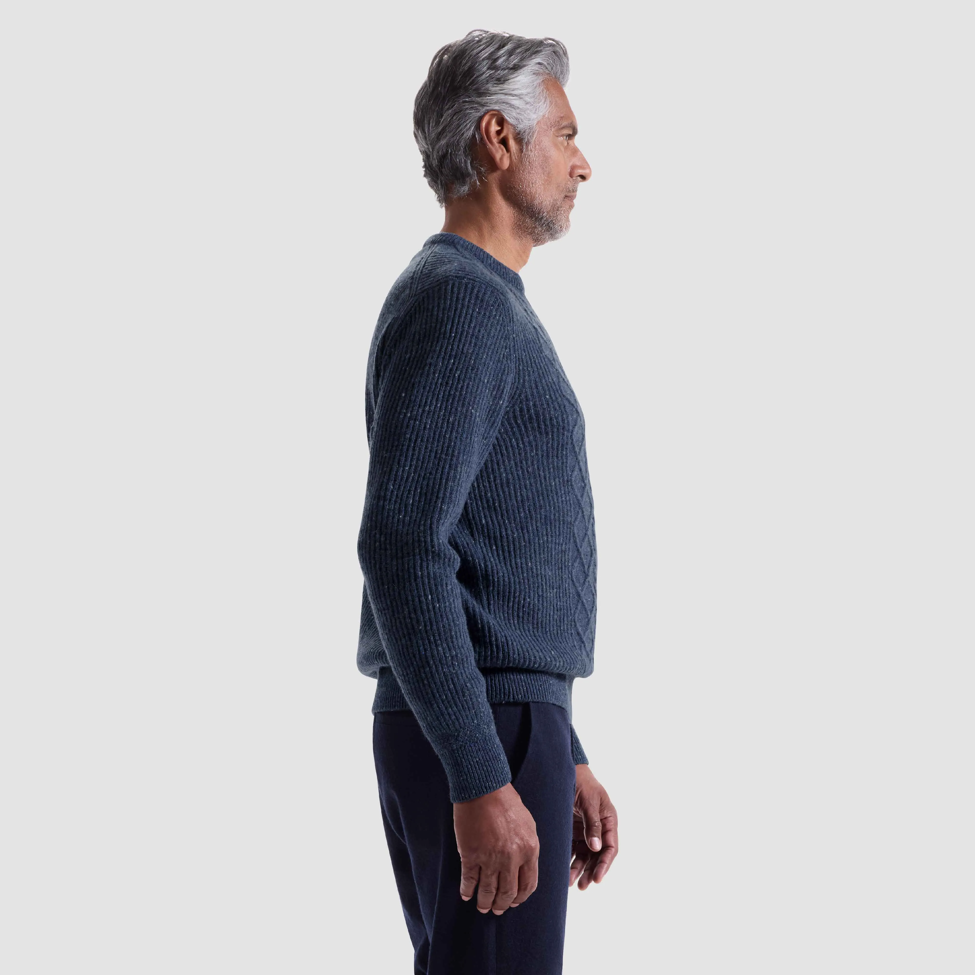 Cable Diamond Stitch Crewneck Sweater sold by Bugatchi product image thumbnail 4