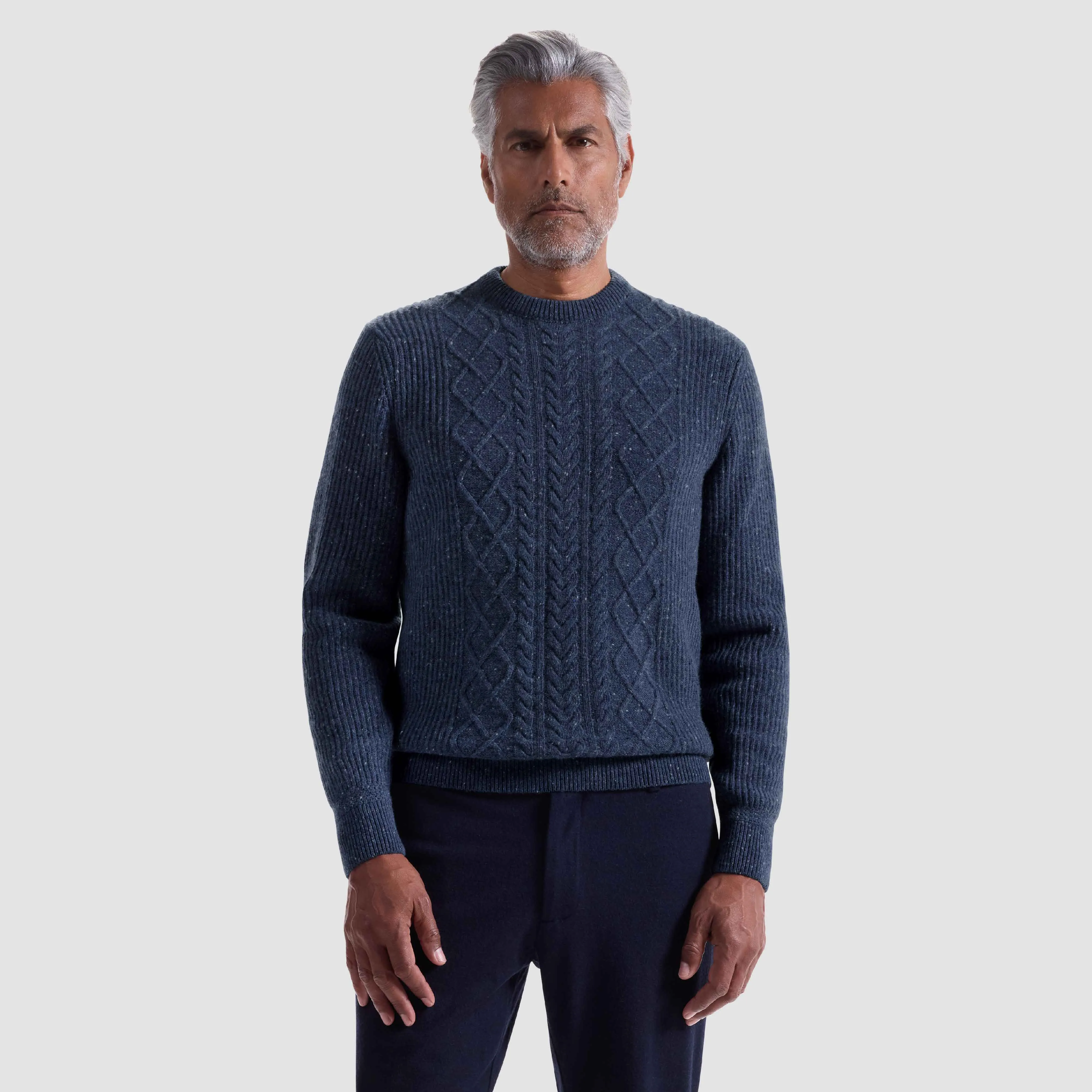 Cable Diamond Stitch Crewneck Sweater sold by Bugatchi product image thumbnail 3