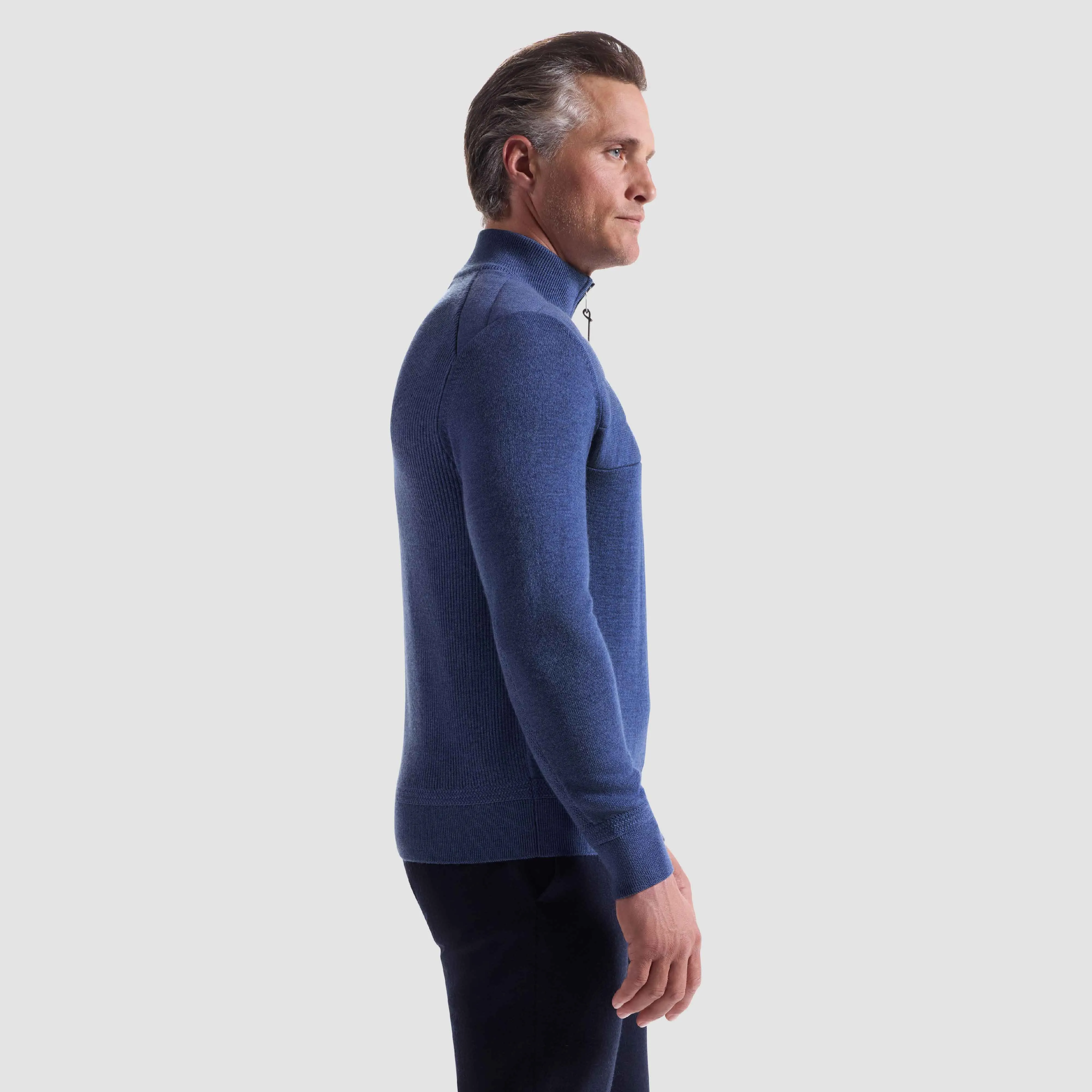 Melange Quarter Zip Mock Neck Sweater sold by Bugatchi product image thumbnail 3