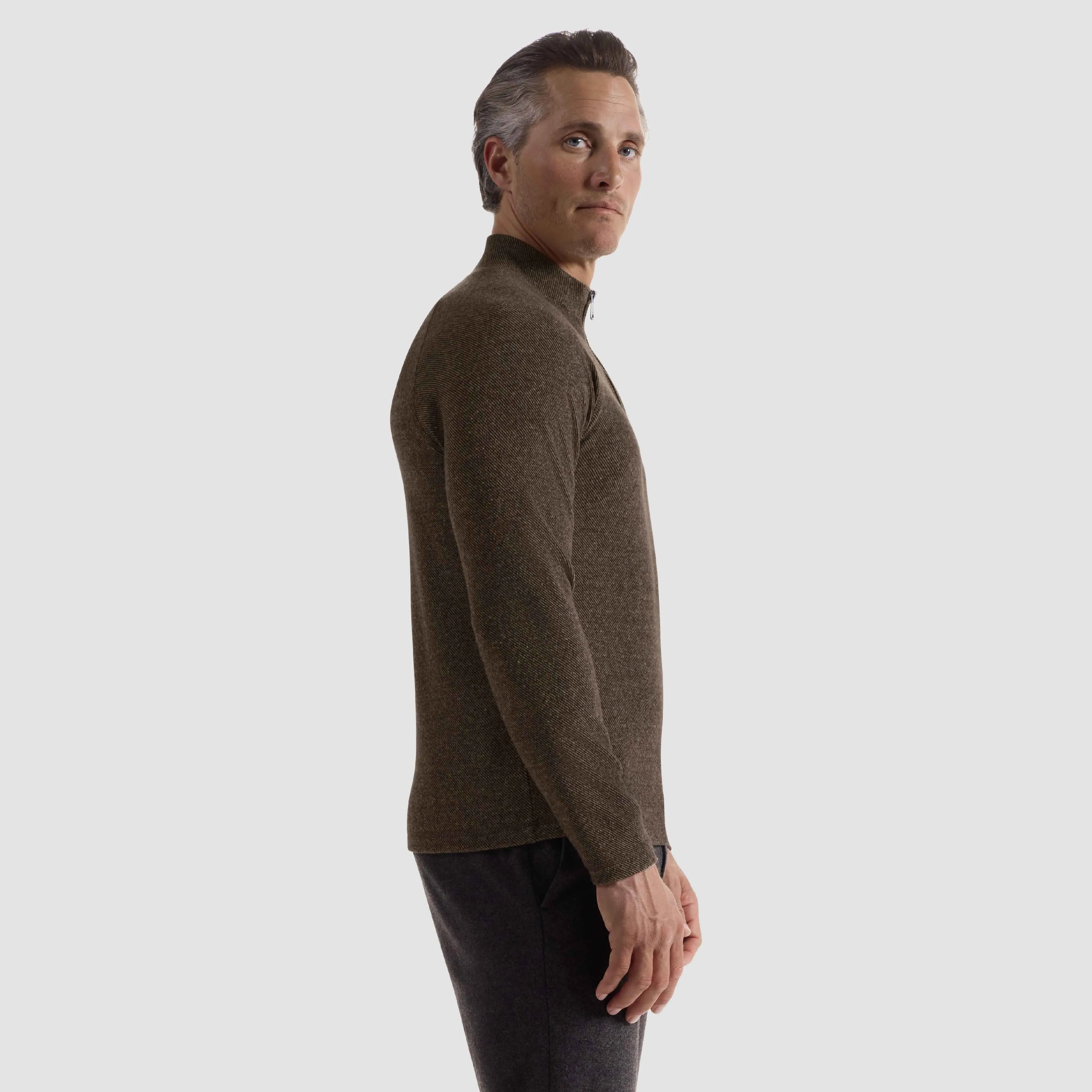 Diagonal Stripe Performance Quarter Zip sold by Bugatchi product image thumbnail 3