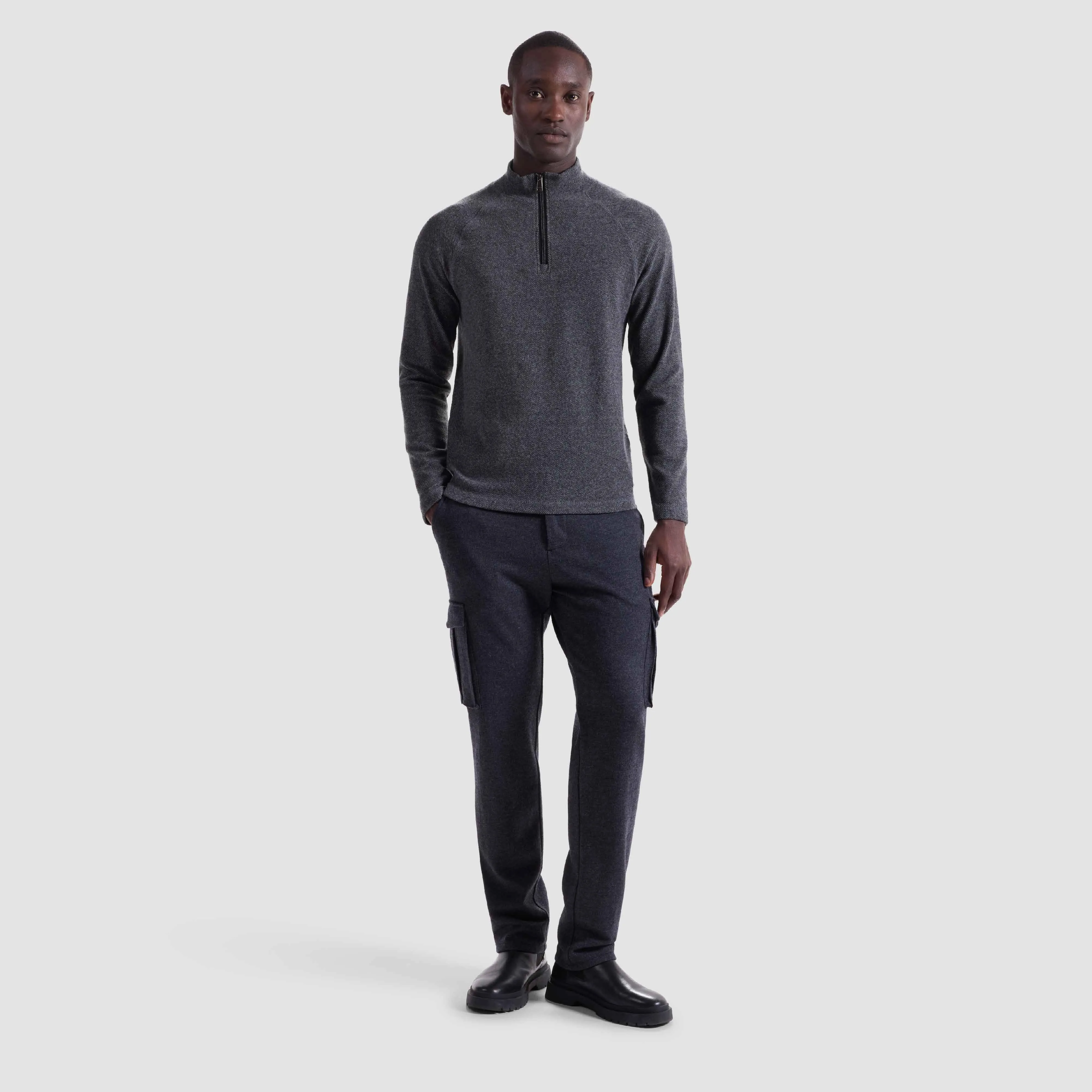 Diagonal Stripe Performance Quarter Zip sold by Bugatchi product image thumbnail 5
