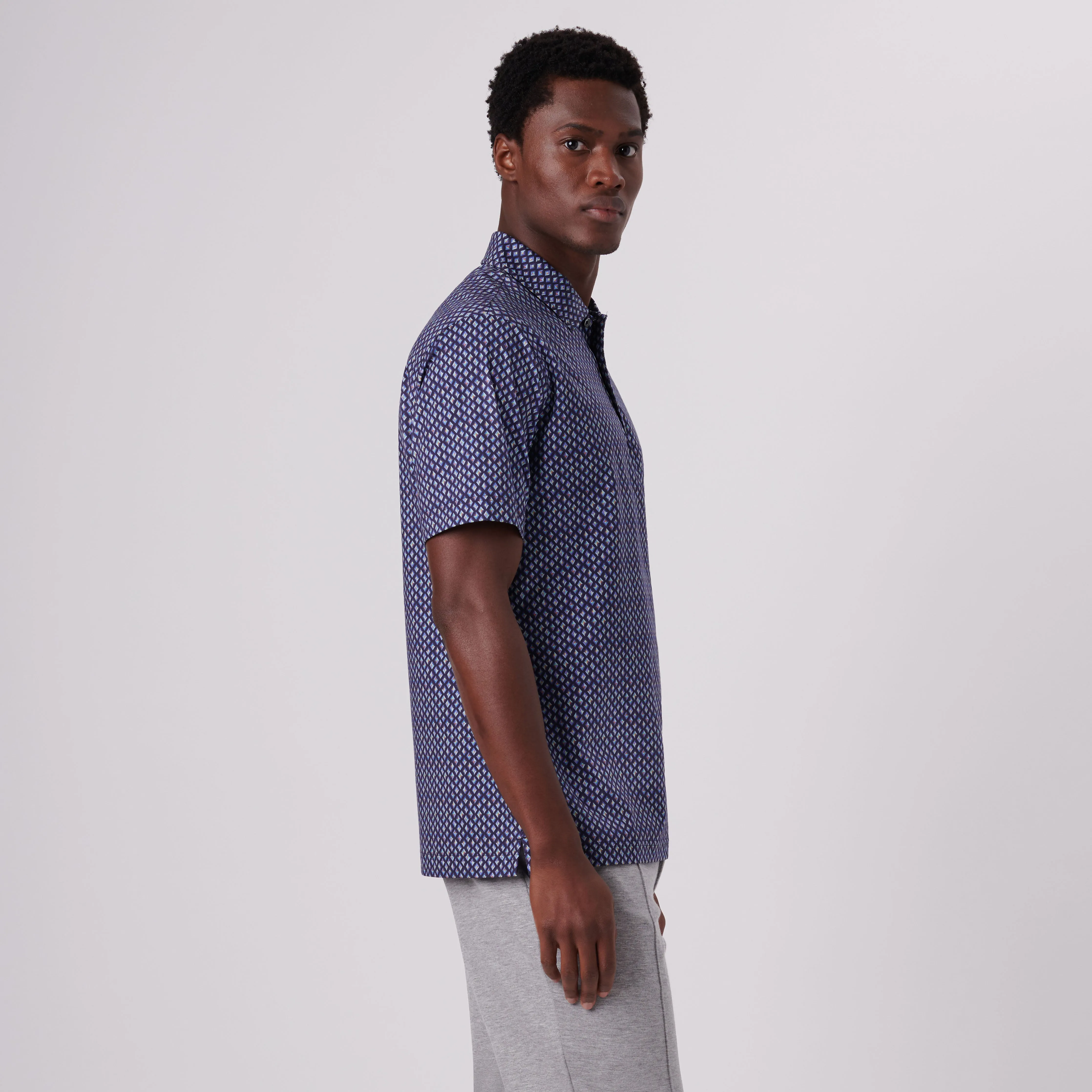 Victor Diamond Print OoohCotton Polo sold by Bugatchi product image thumbnail 3
