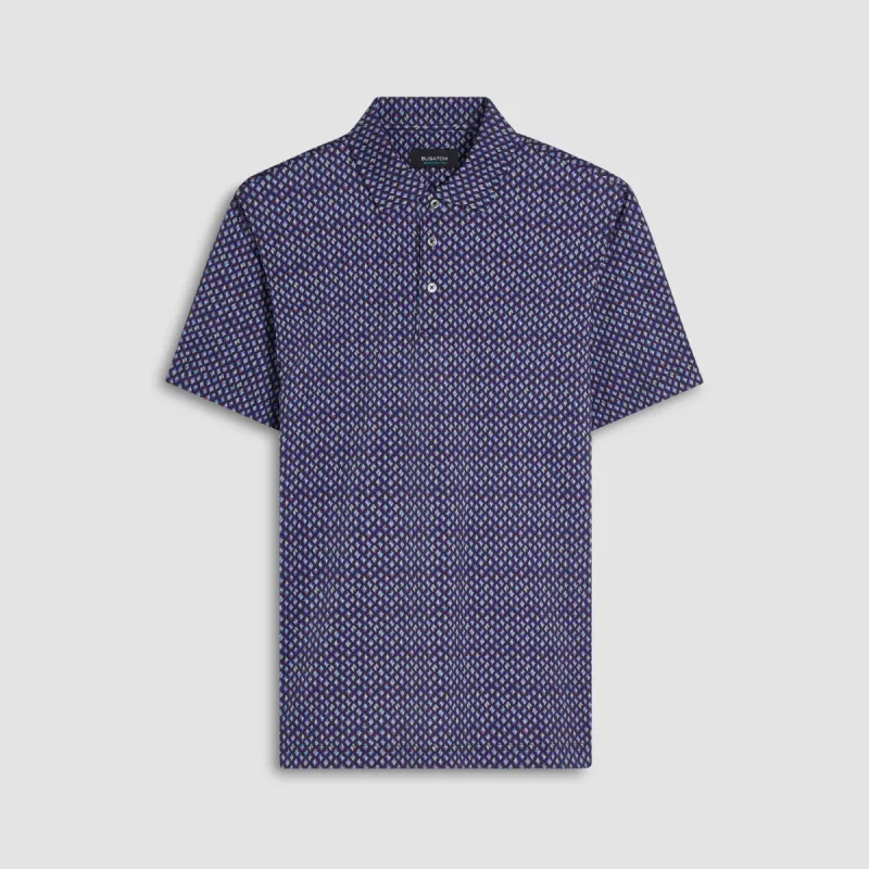 Victor Diamond Print OoohCotton Polo made by Bugatchi
