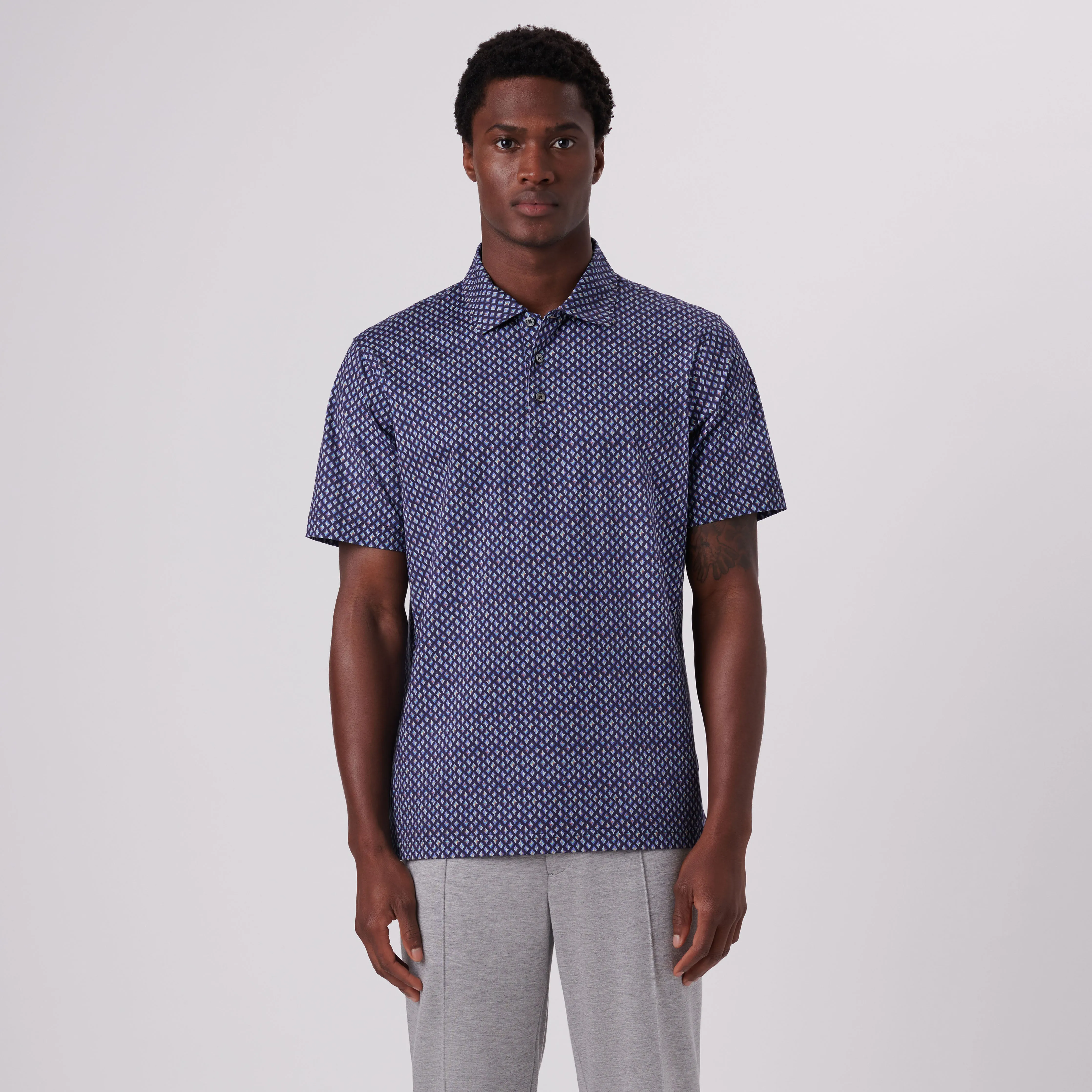 Victor Diamond Print OoohCotton Polo sold by Bugatchi product image thumbnail 2