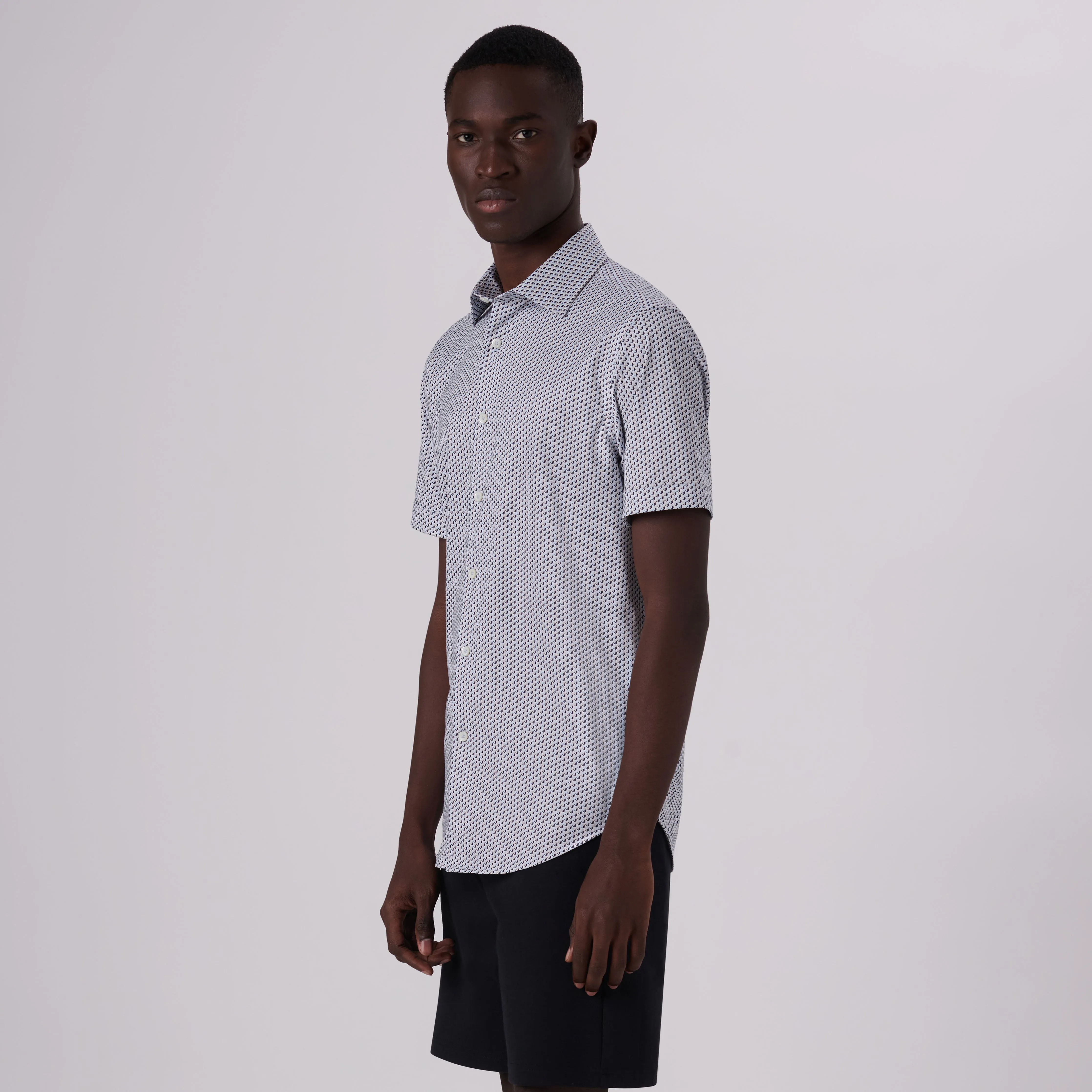 Miles Geometric Print OoohCotton Short Sleeve Shirt sold by Bugatchi product image thumbnail 3