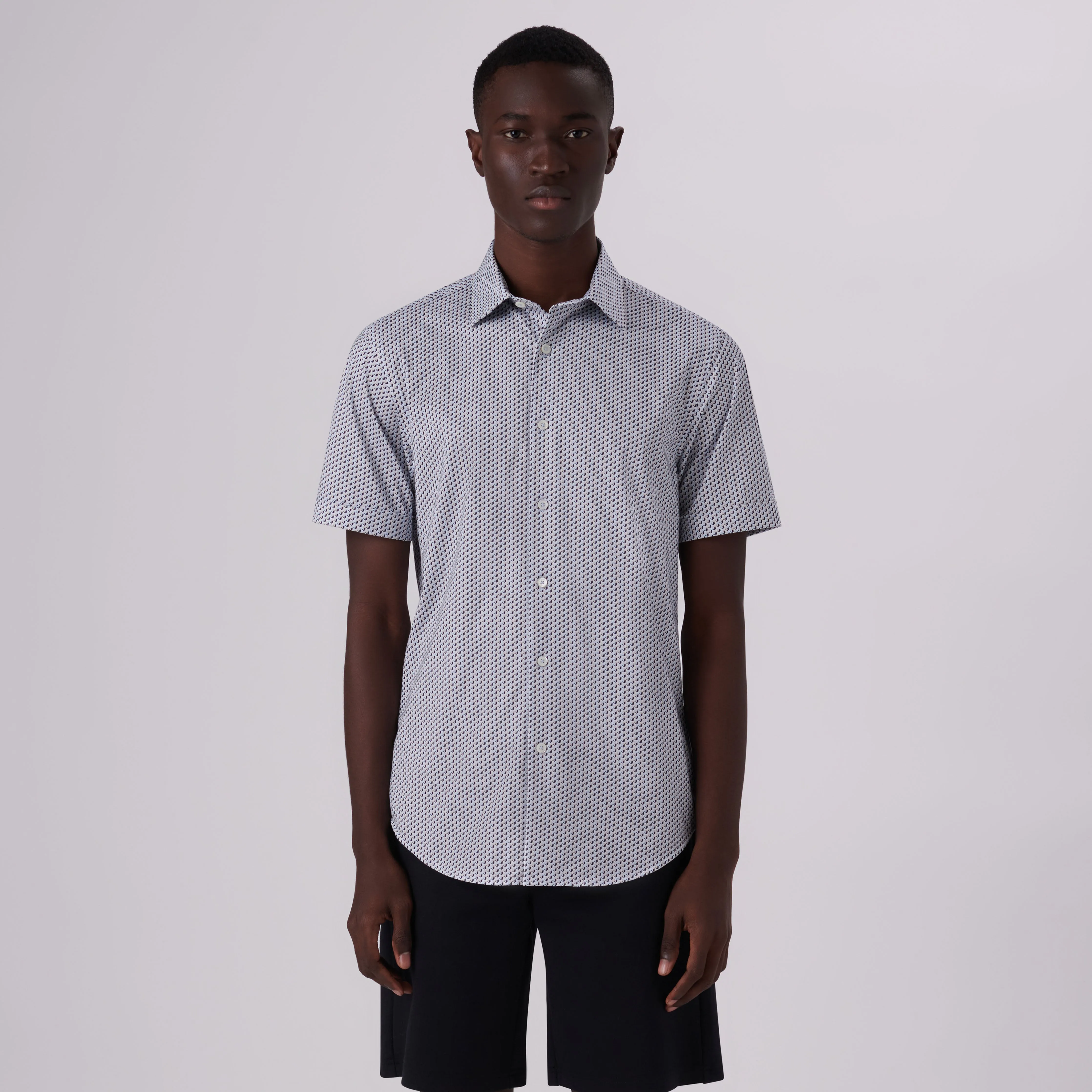 Miles Geometric Print OoohCotton Short Sleeve Shirt sold by Bugatchi product image thumbnail 2
