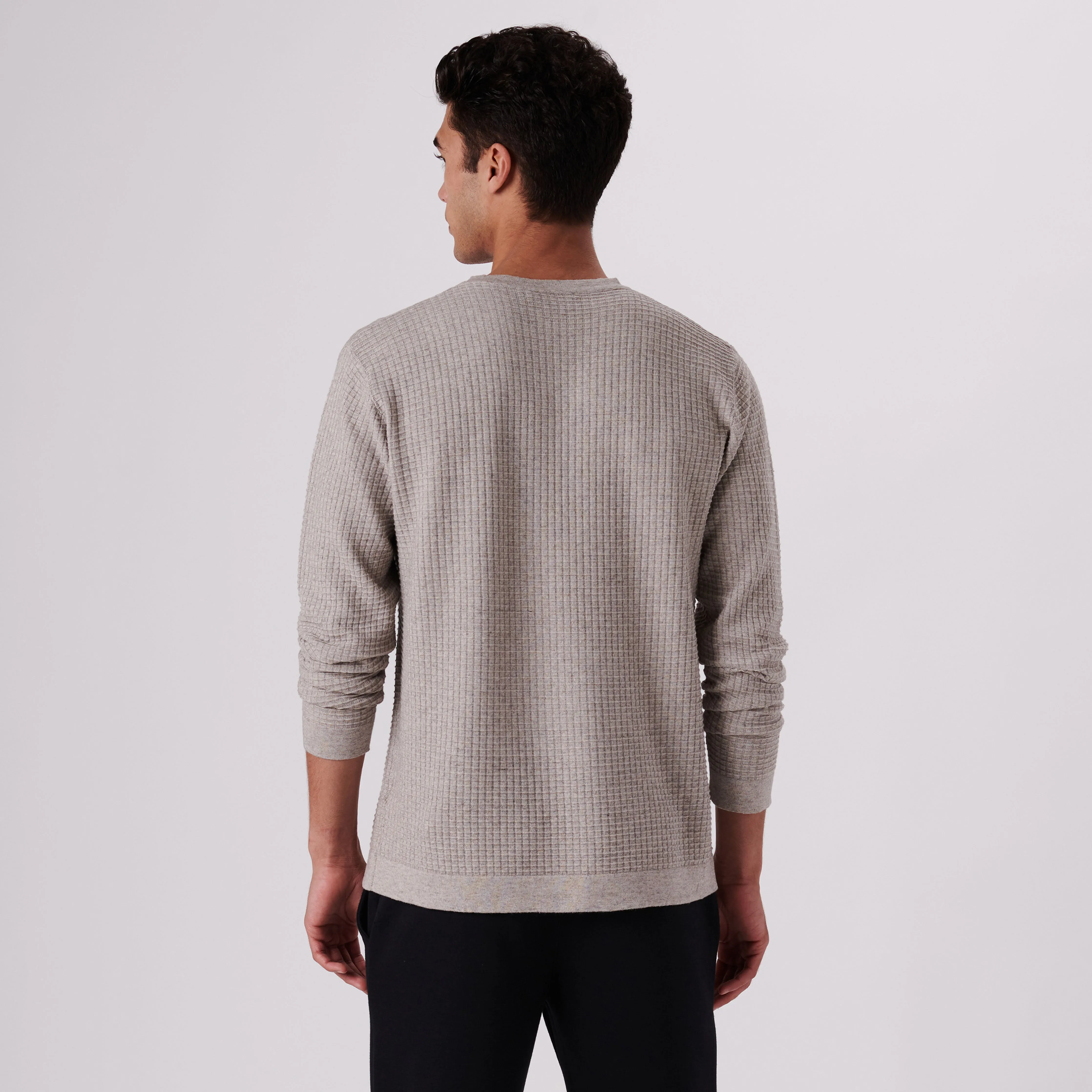 Waffle Knit Cotton Cashmere Crew Neck Sweater sold by Bugatchi product image thumbnail 4