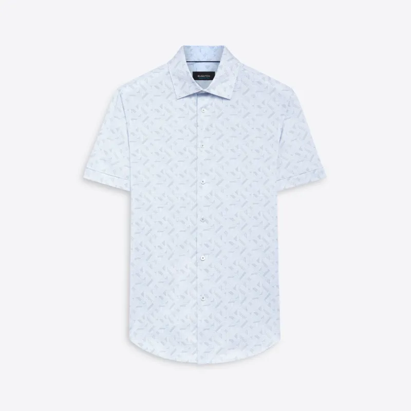 MILES Basketweave Check OoohCotton Short Sleeve Shirt sold by Bugatchi