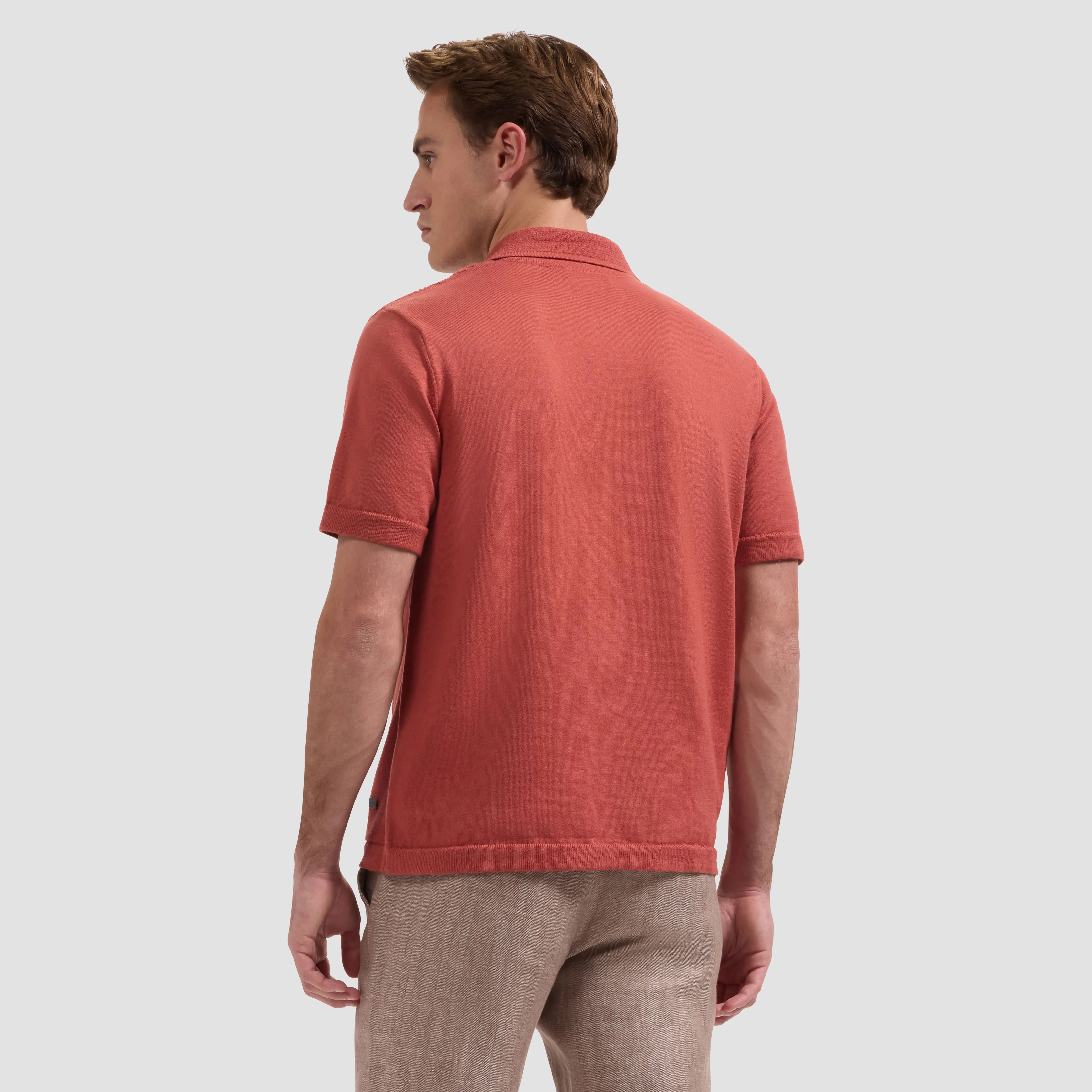 Chevron Button-Front Short-Sleeve Polo Sweater sold by Bugatchi product image thumbnail 3