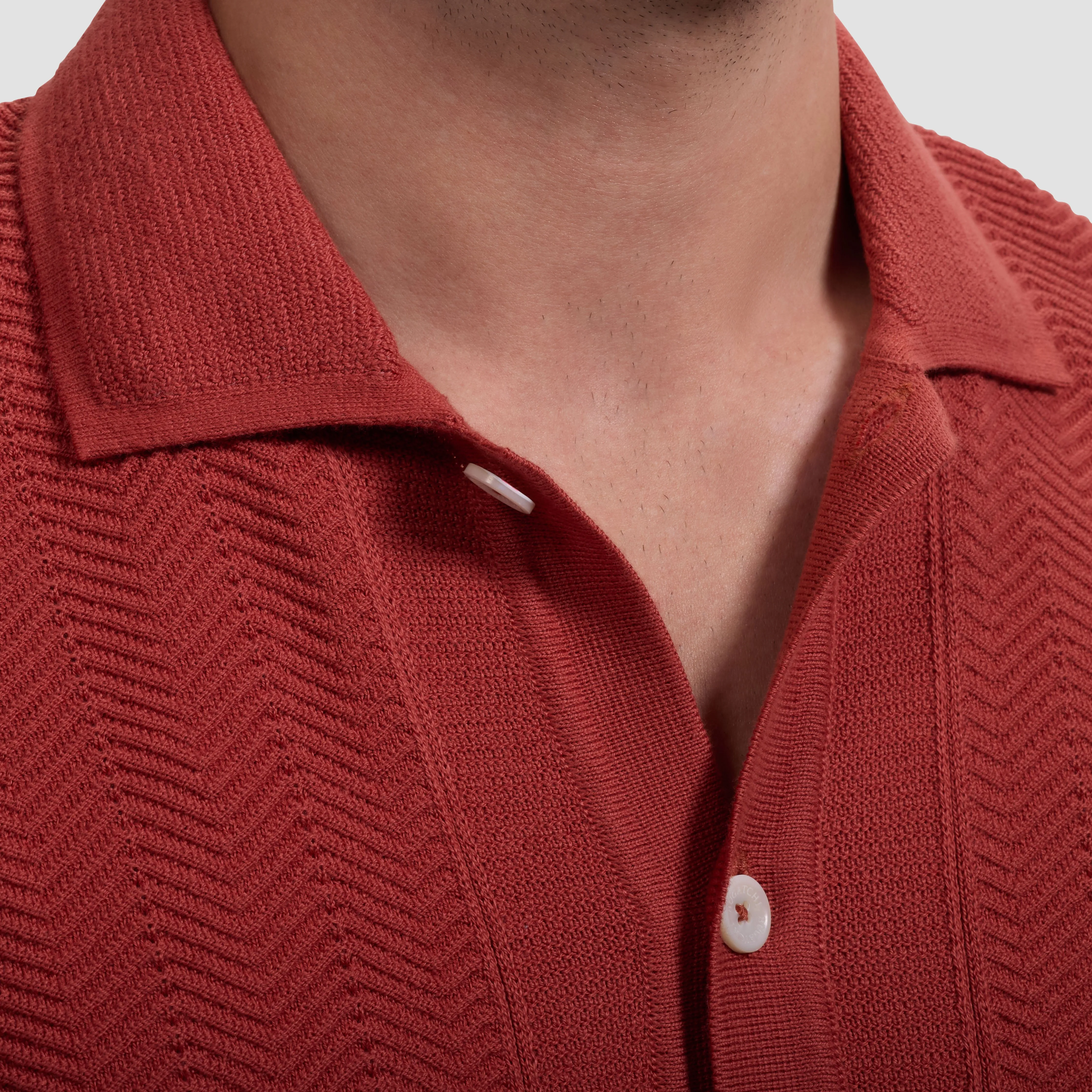 Chevron Button-Front Short-Sleeve Polo Sweater sold by Bugatchi product image thumbnail 5