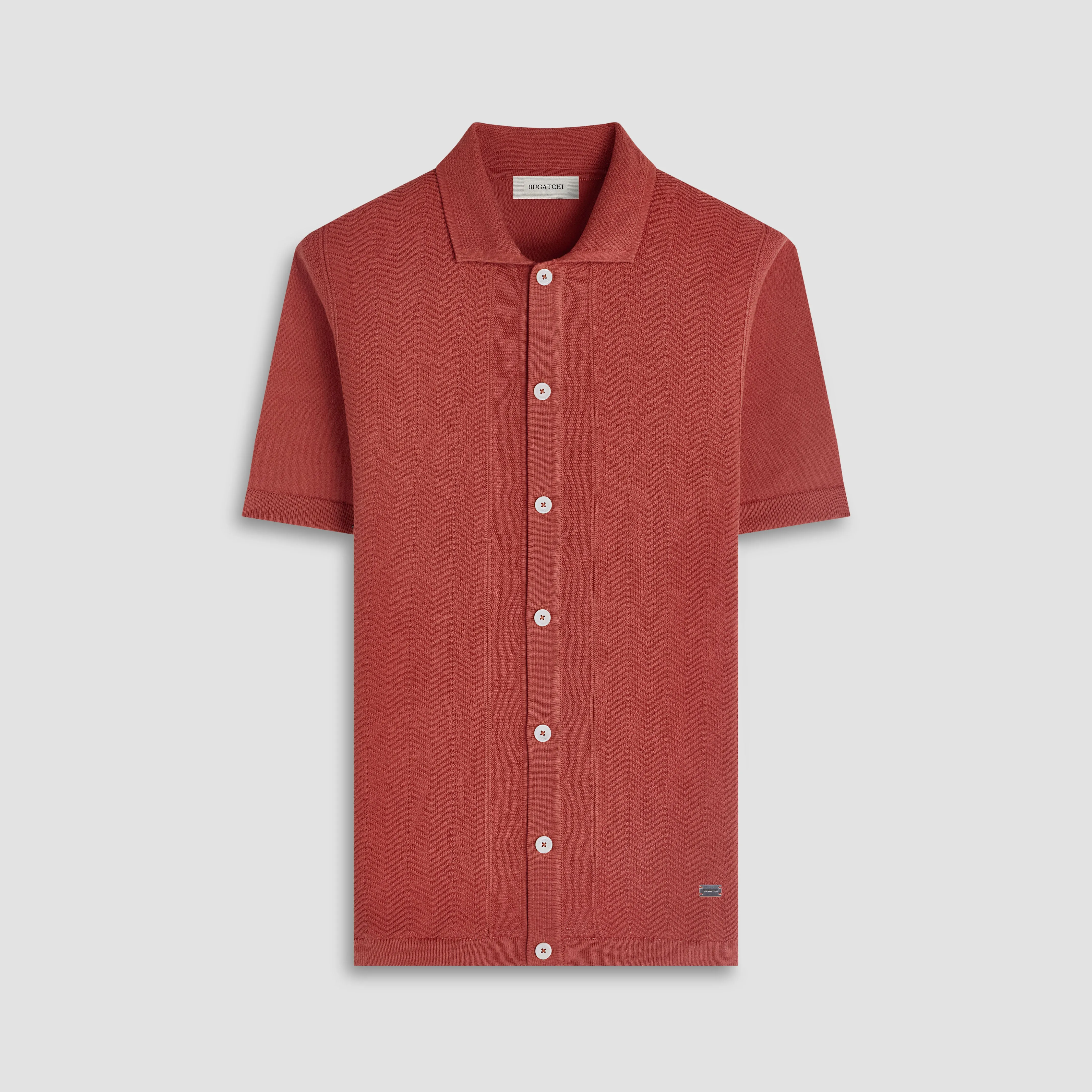 Chevron Button-Front Short-Sleeve Polo Sweater sold by Bugatchi