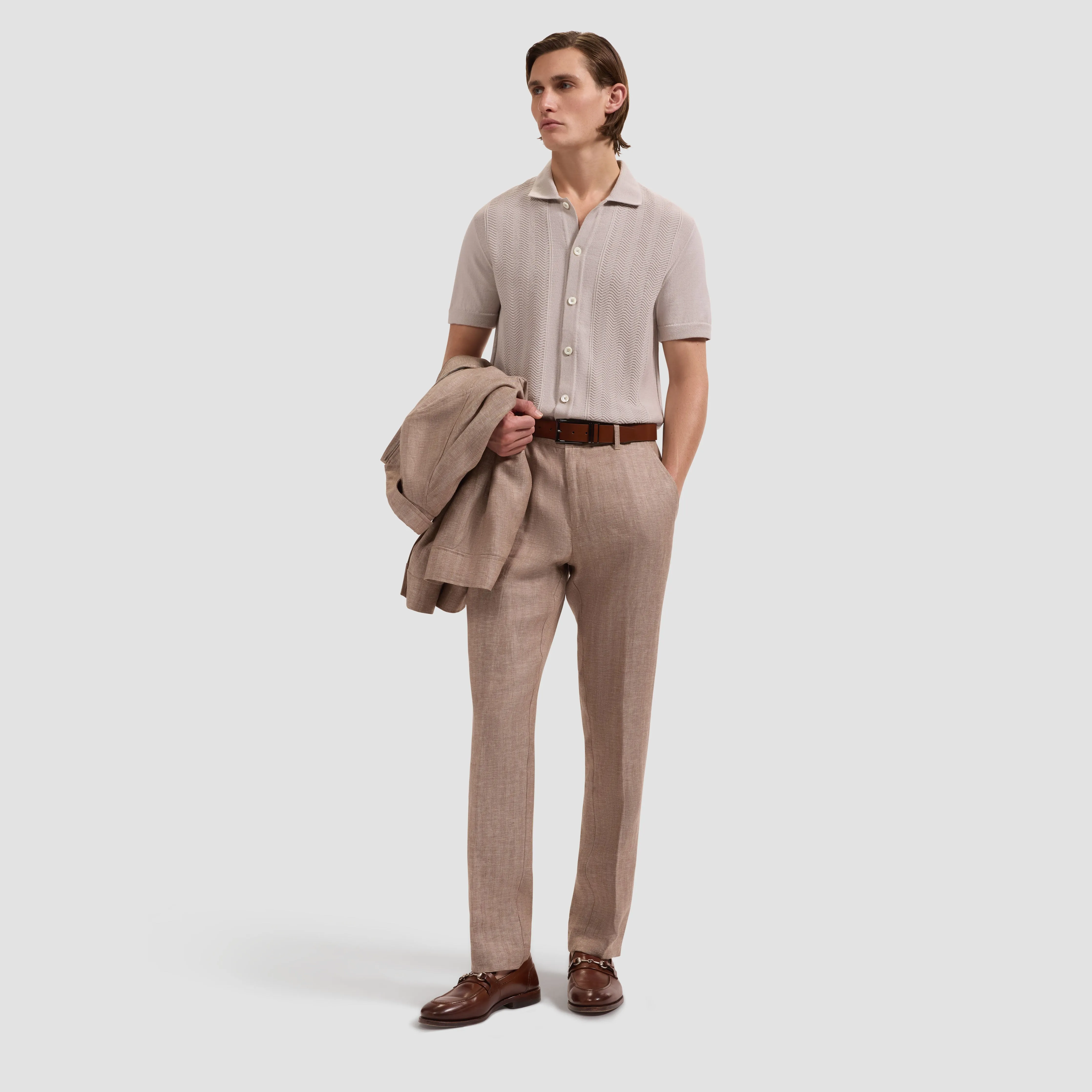 Chevron Button-Front Short-Sleeve Polo Sweater sold by Bugatchi product image thumbnail 4