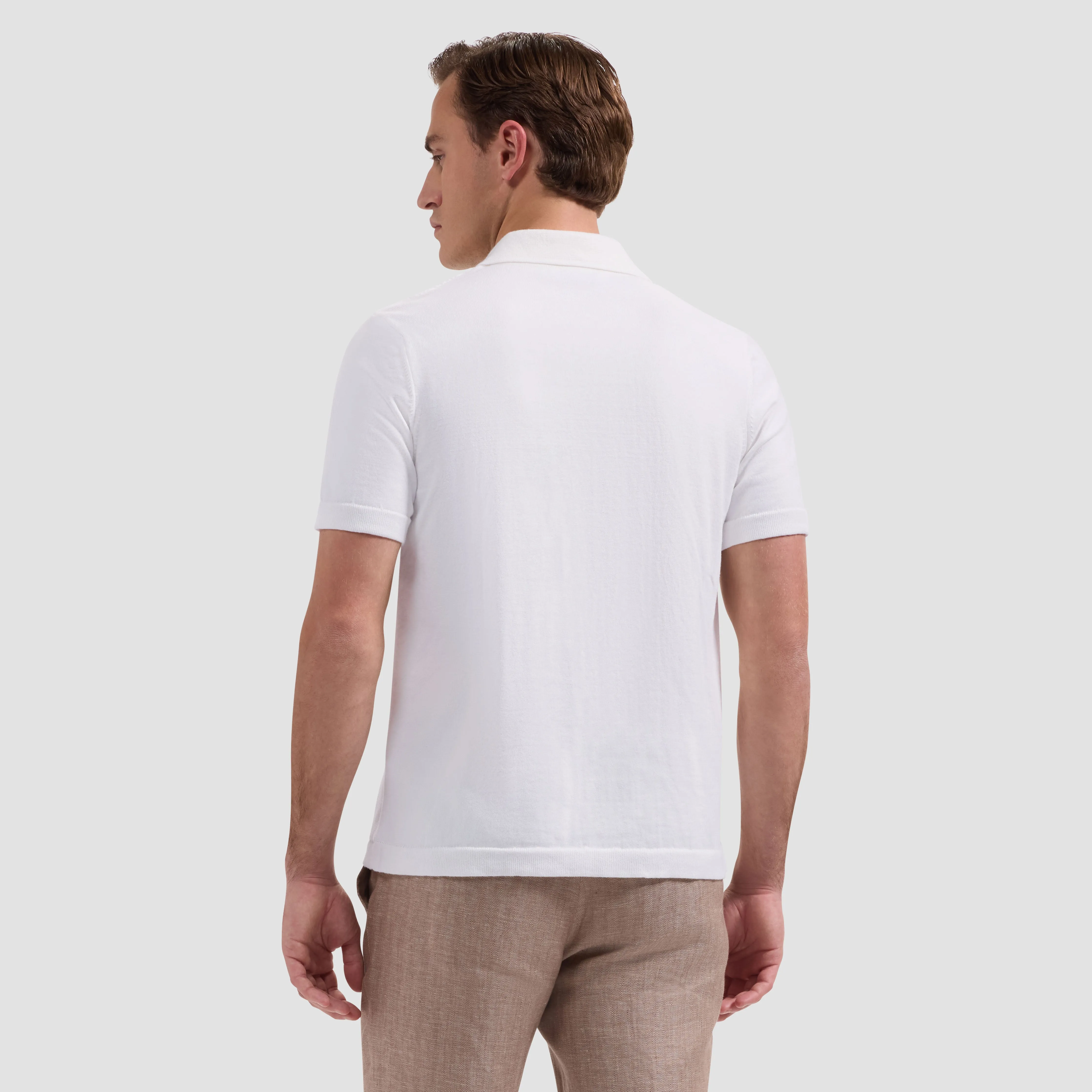 Chevron Button-Front Short-Sleeve Polo Sweater sold by Bugatchi product image thumbnail 3