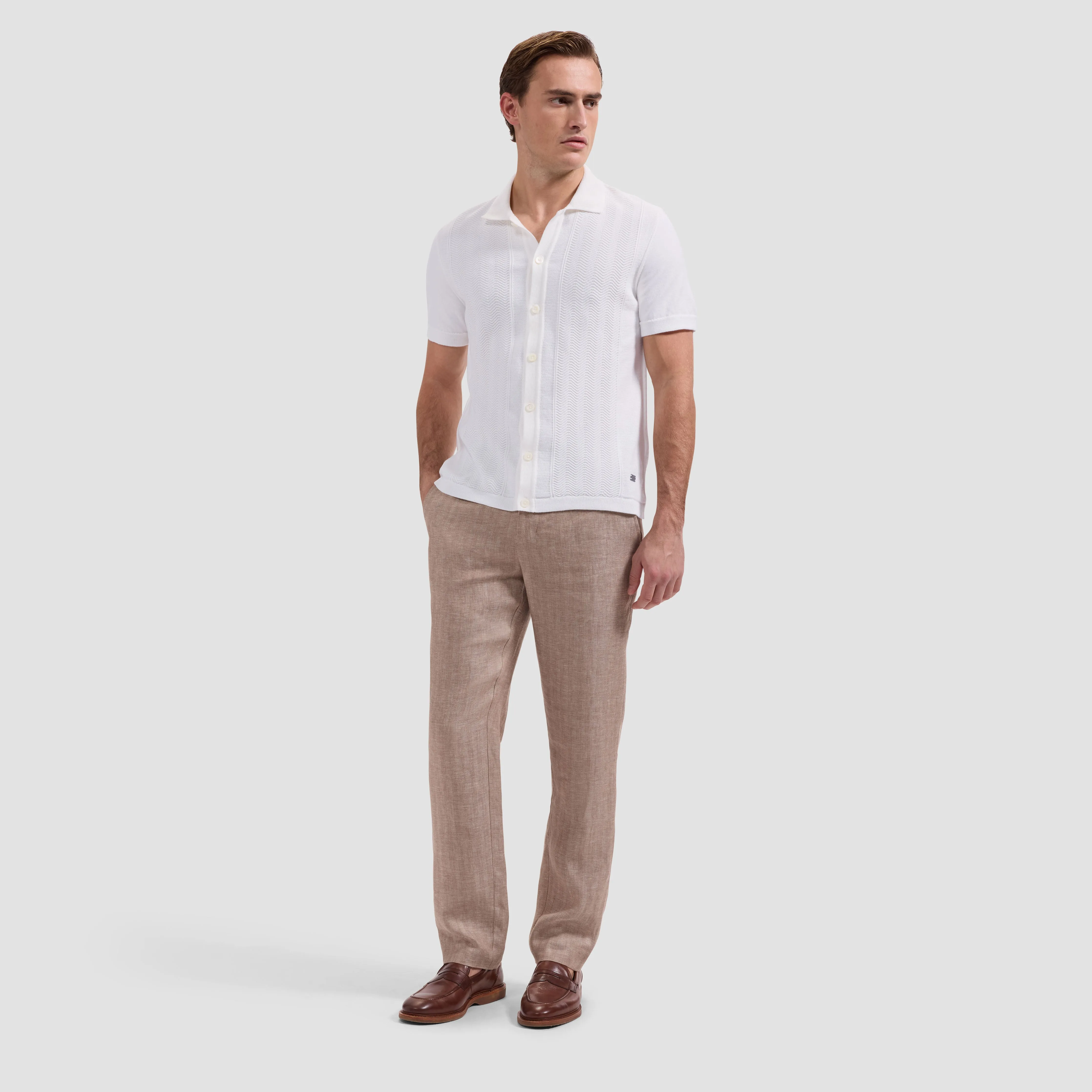 Chevron Button-Front Short-Sleeve Polo Sweater sold by Bugatchi product image thumbnail 4