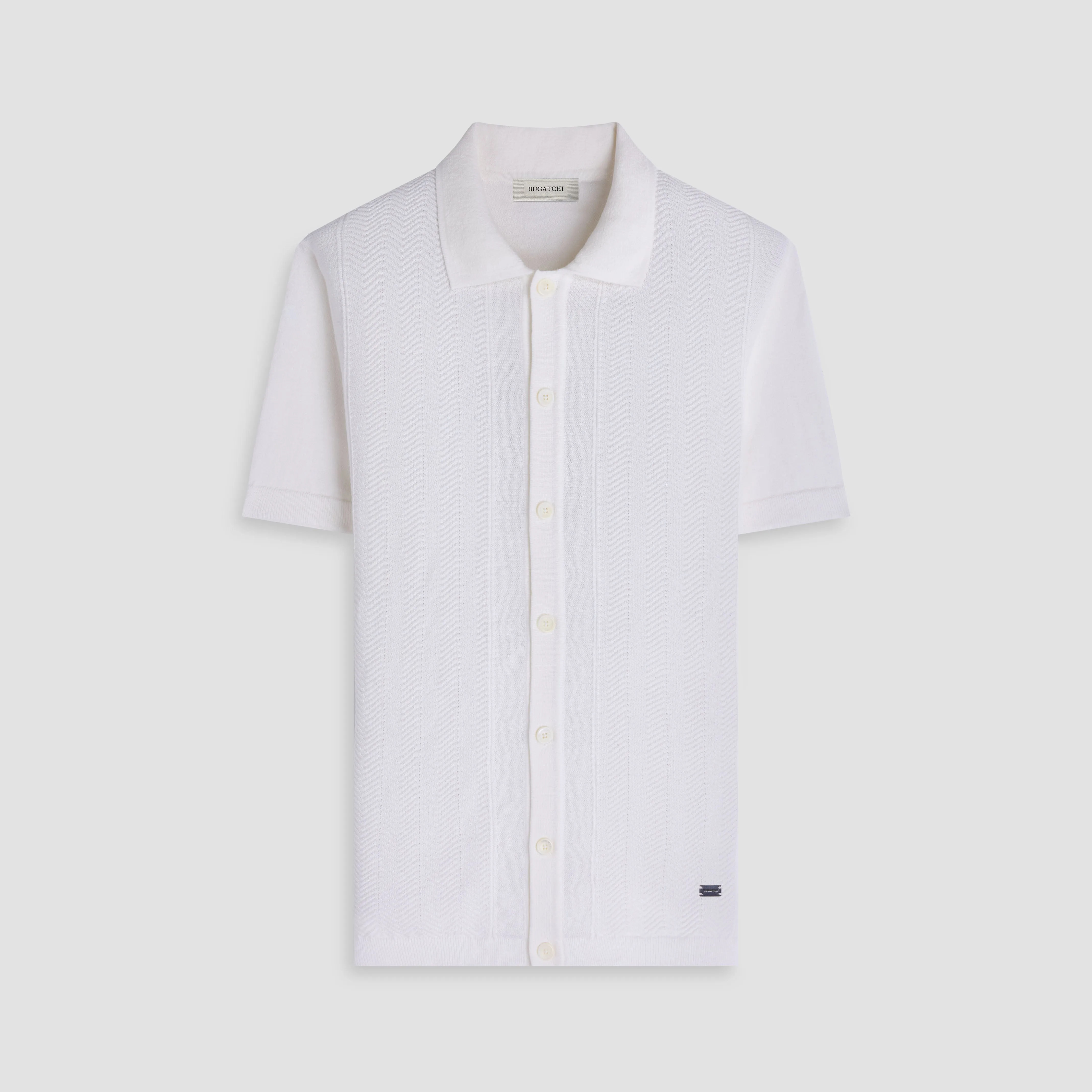 Chevron Button-Front Short-Sleeve Polo Sweater sold by Bugatchi