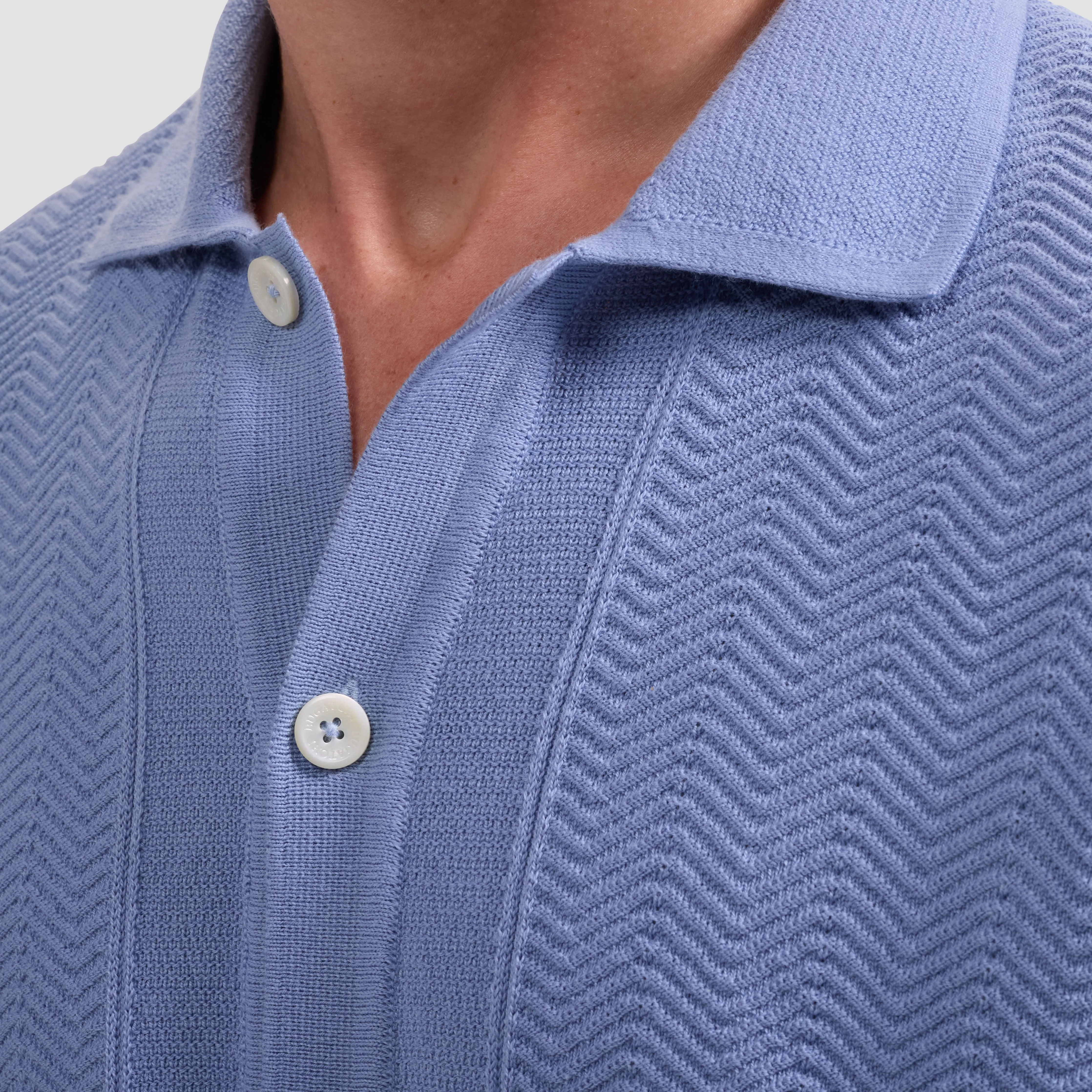 Chevron Button-Front Short-Sleeve Polo Sweater sold by Bugatchi product image thumbnail 5