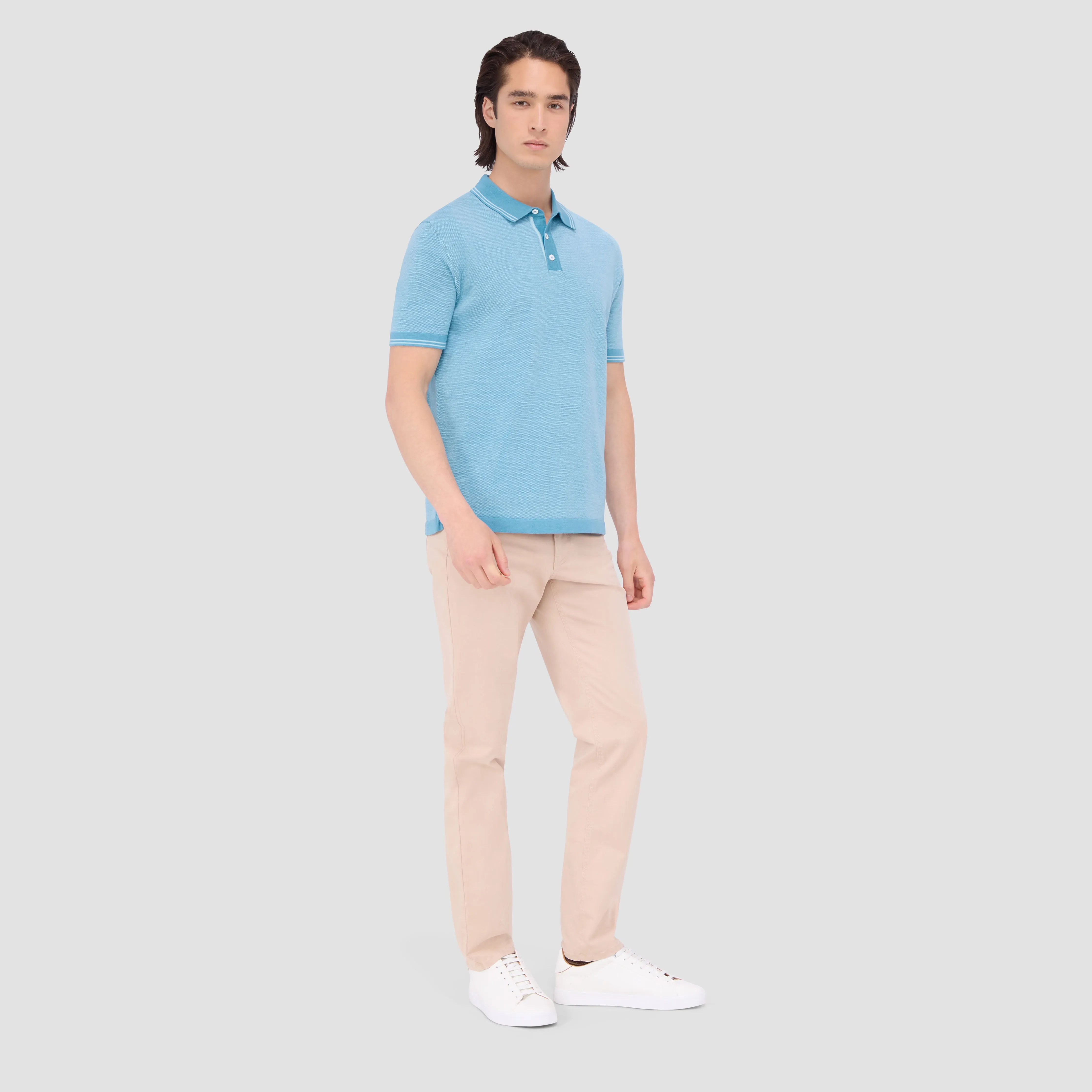 Bird's Eye Jacquard Short-Sleeved Polo Sweater sold by Bugatchi product image thumbnail 5