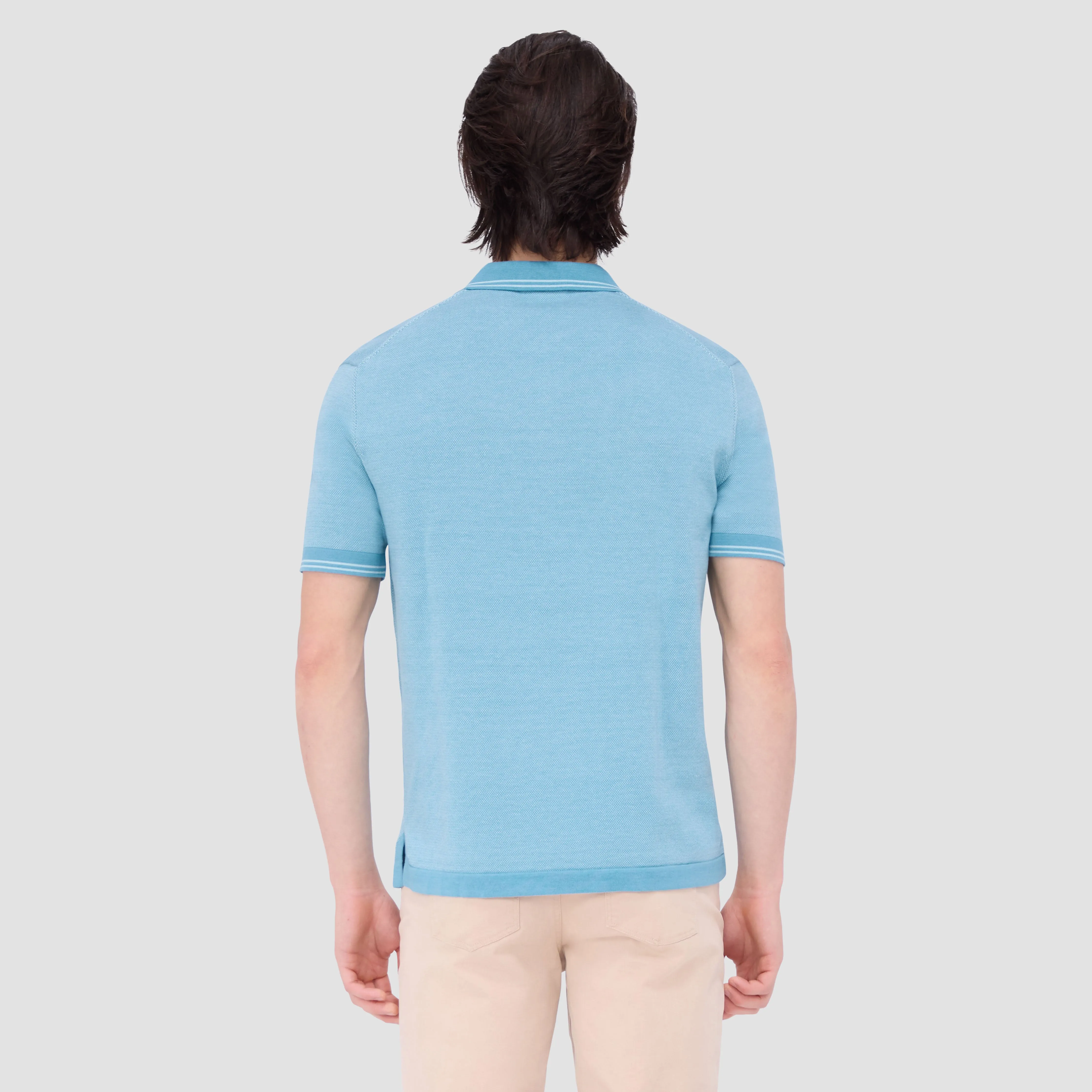 Bird's Eye Jacquard Short-Sleeved Polo Sweater sold by Bugatchi product image thumbnail 4