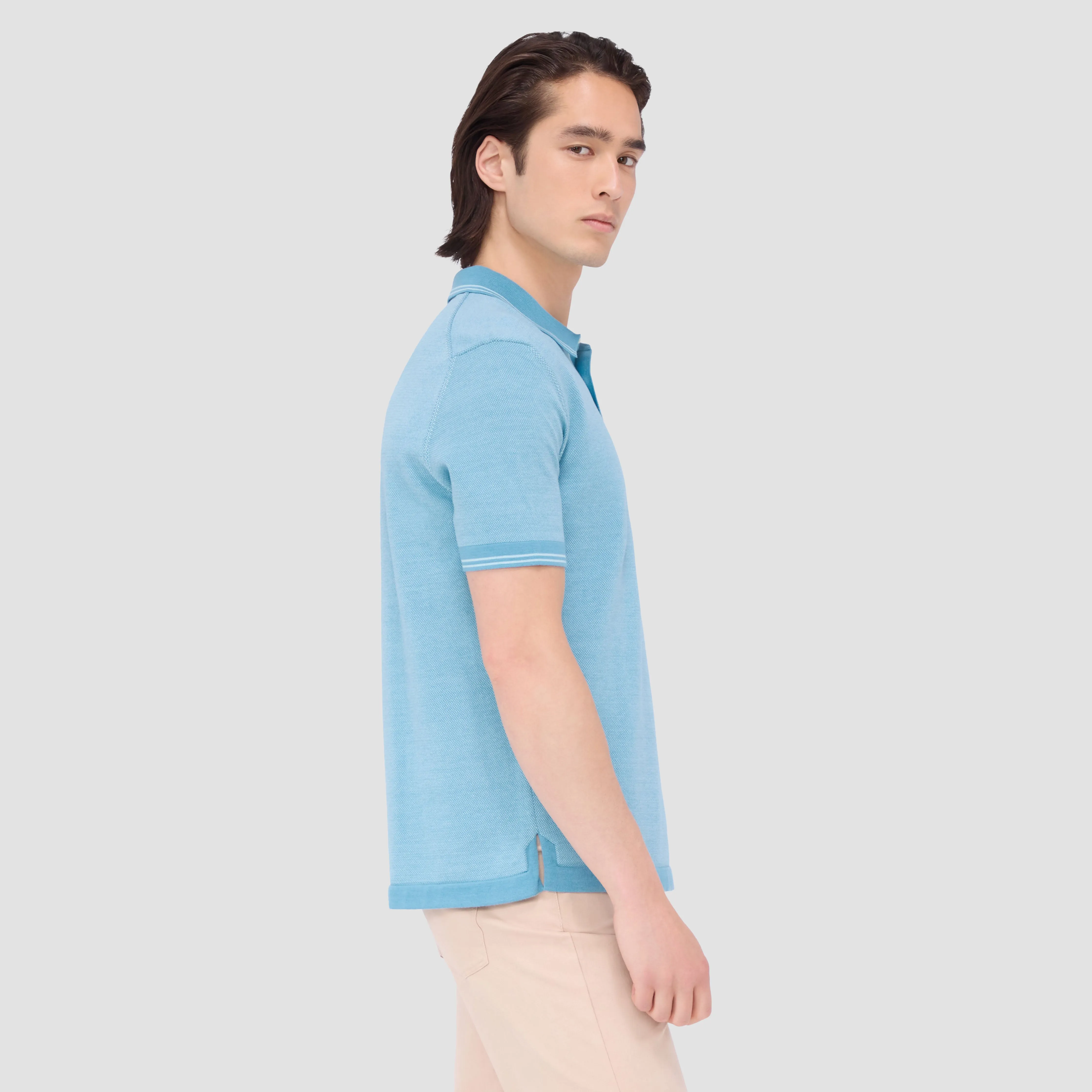 Bird's Eye Jacquard Short-Sleeved Polo Sweater sold by Bugatchi product image thumbnail 3