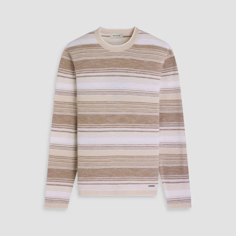 Textured Stripe Crewneck Sweater sold by Bugatchi