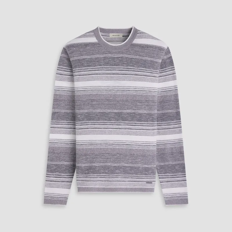 Textured Stripe Crewneck Sweater sold by Bugatchi