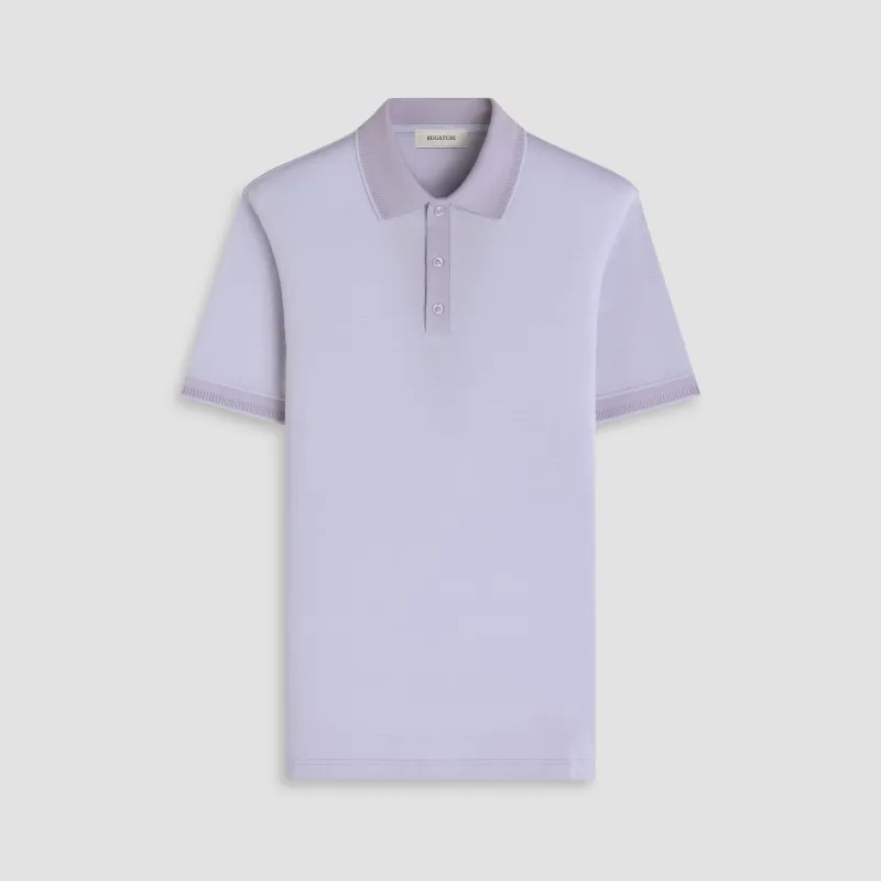 Jacquard Herringbone Three-Button Polo made by Bugatchi