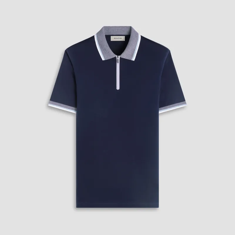 Solid Pima Quarter-Zip Polo sold by Bugatchi