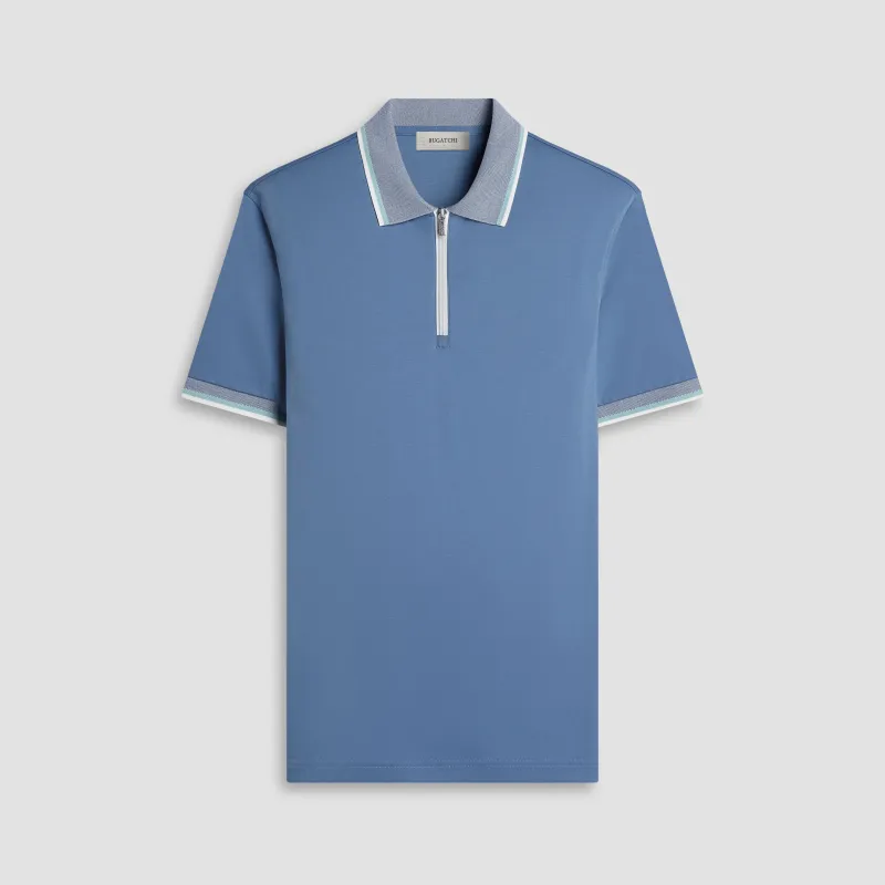 Solid Pima Quarter-Zip Polo sold by Bugatchi