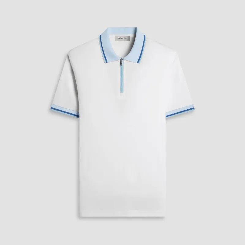 Solid Pima Quarter-Zip Polo sold by Bugatchi