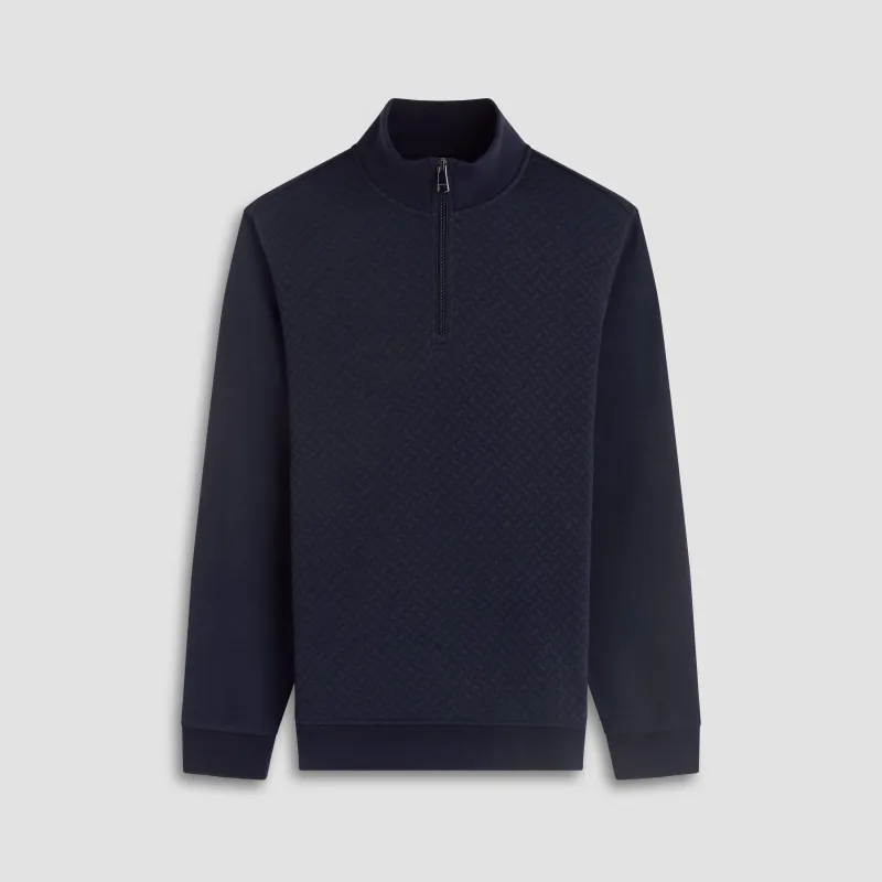 Performance Basketweave Quarter-Zip Mock Neck Pullover sold by Bugatchi