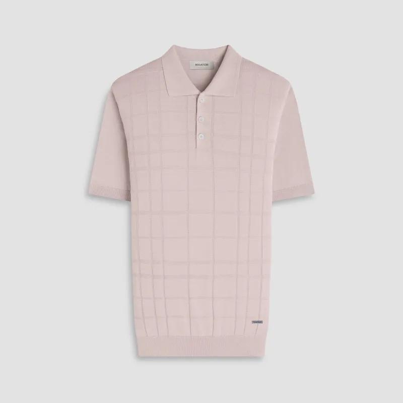 Textured Grid Short-Sleeve Polo Sweater made by Bugatchi
