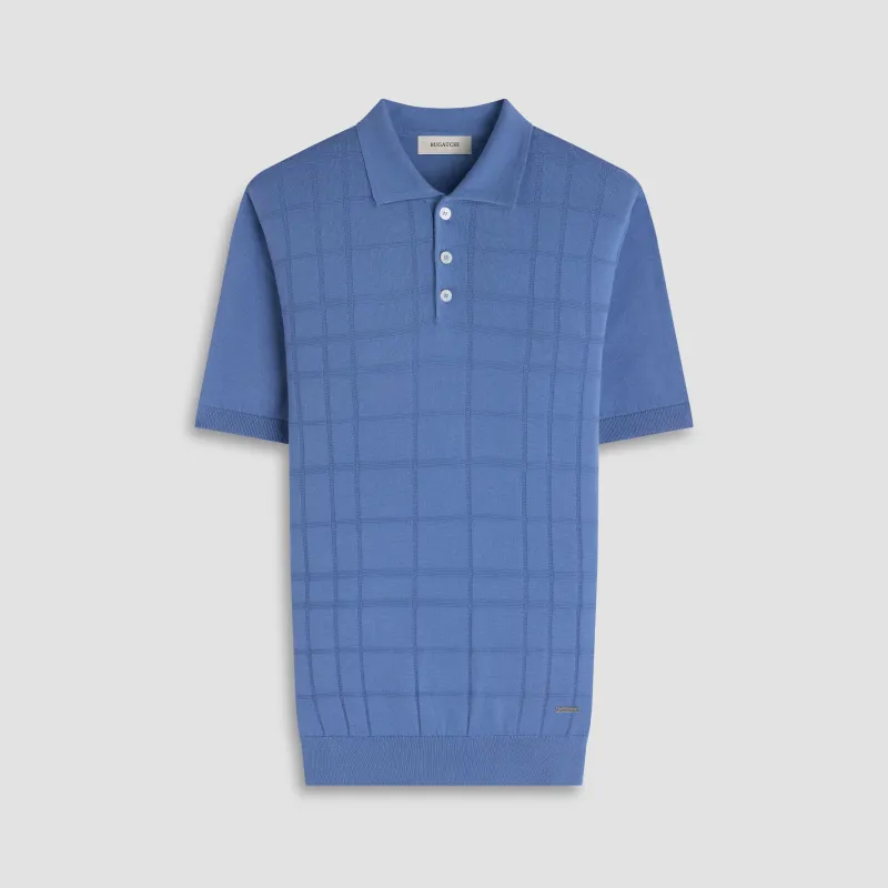 Textured Grid Short-Sleeve Polo Sweater sold by Bugatchi